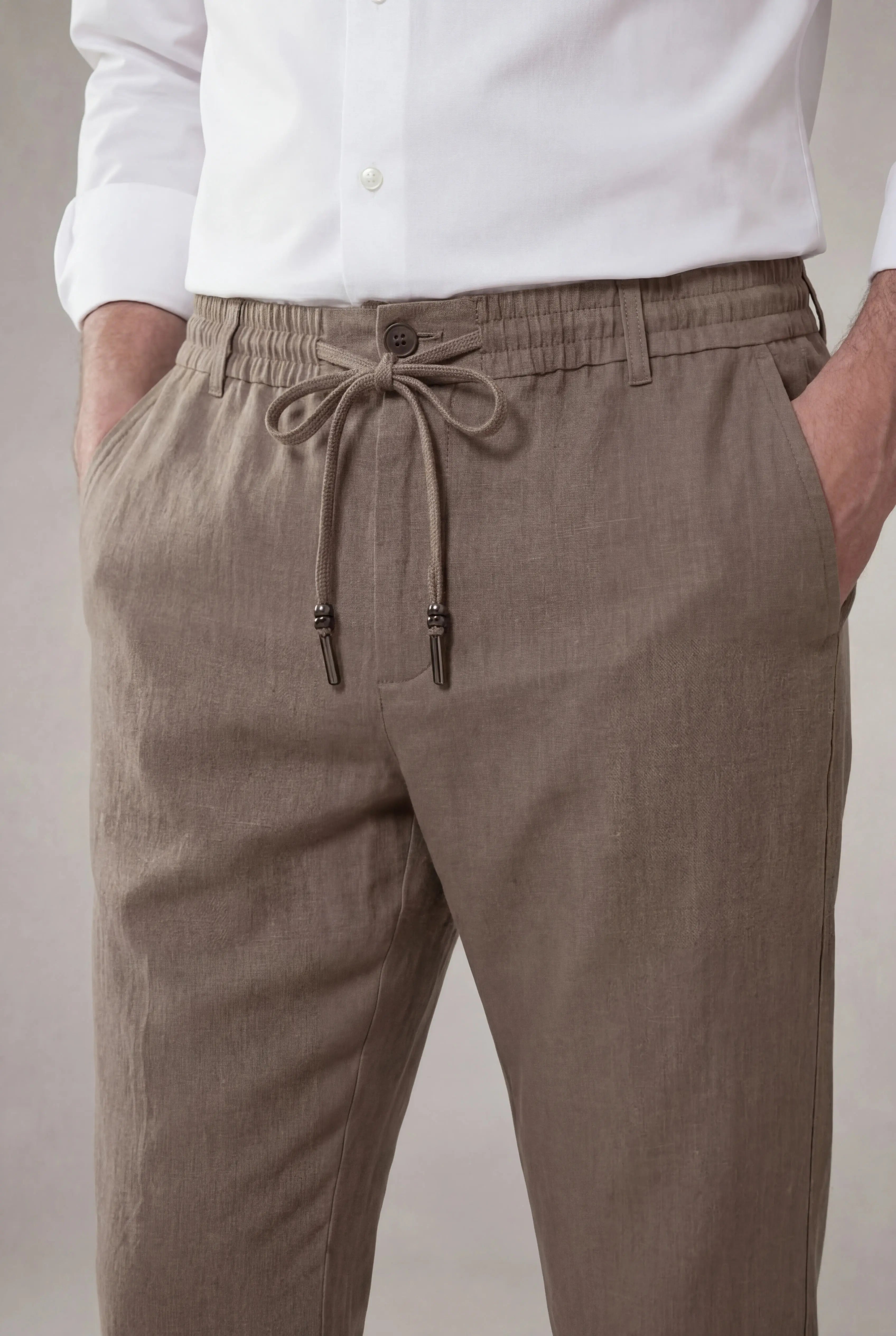 Torsaro Stretch Linen Trousers Taupe
