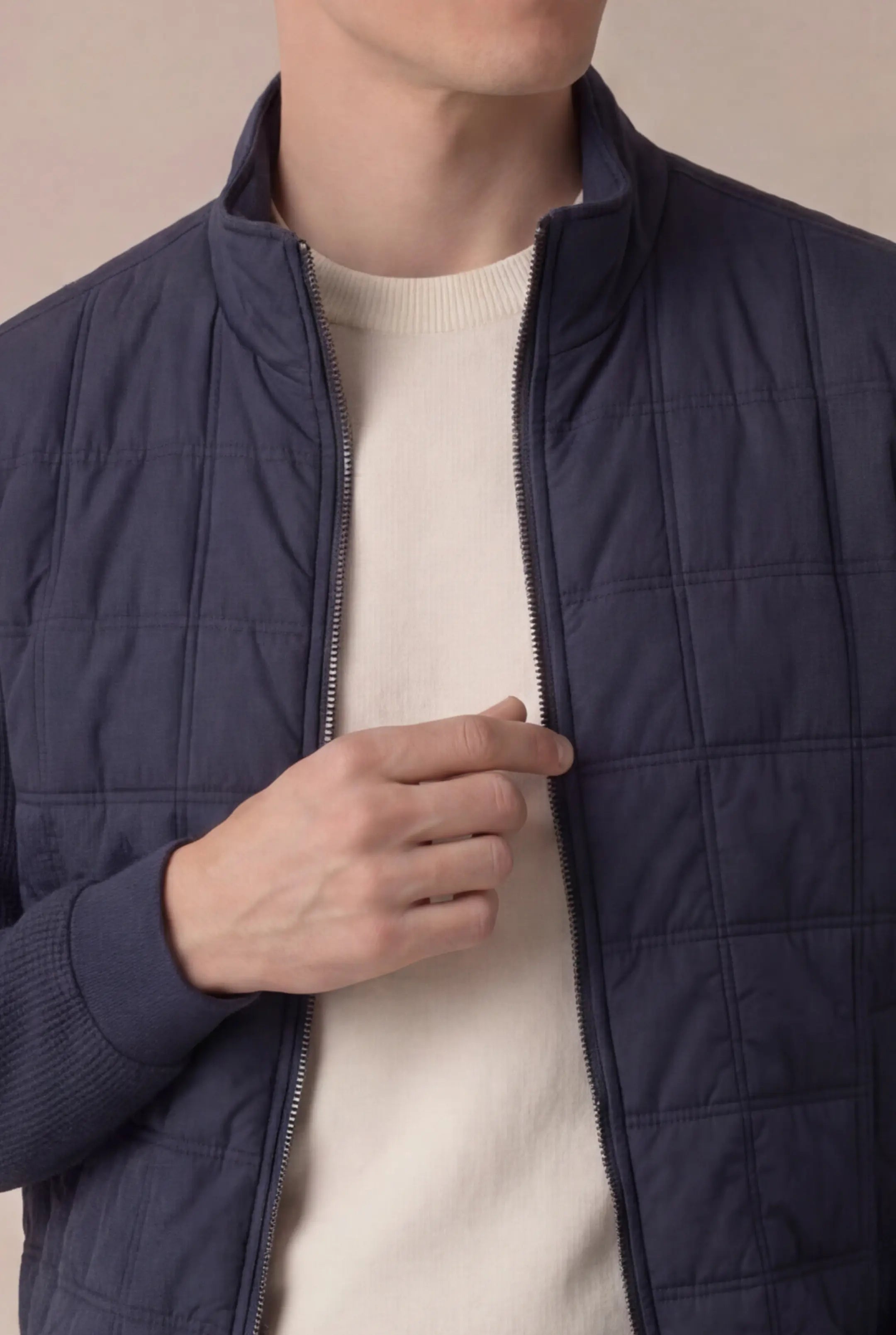 Grendaro Quilted Knit Jacket Navy