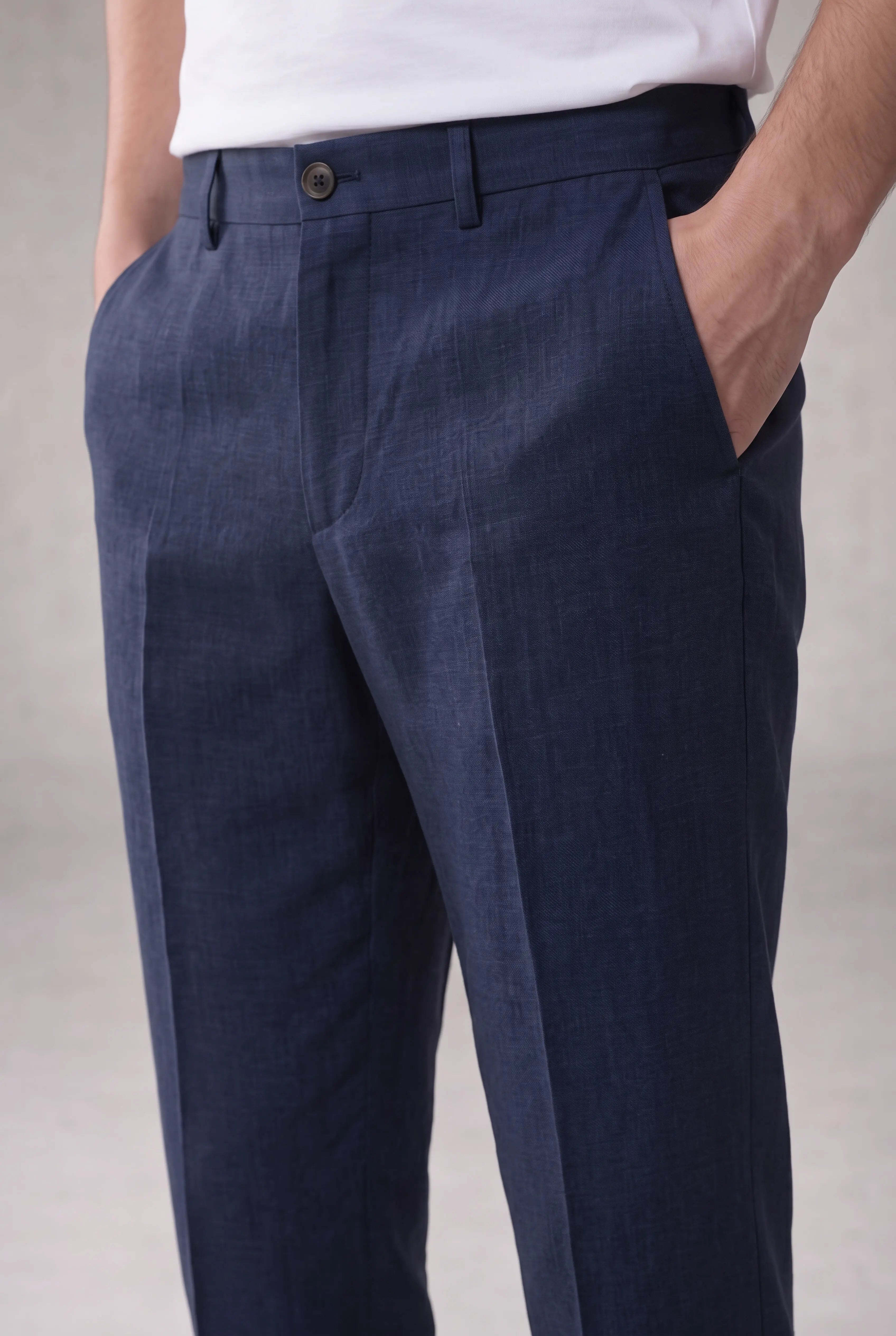 Veltino Linen Trousers Navy