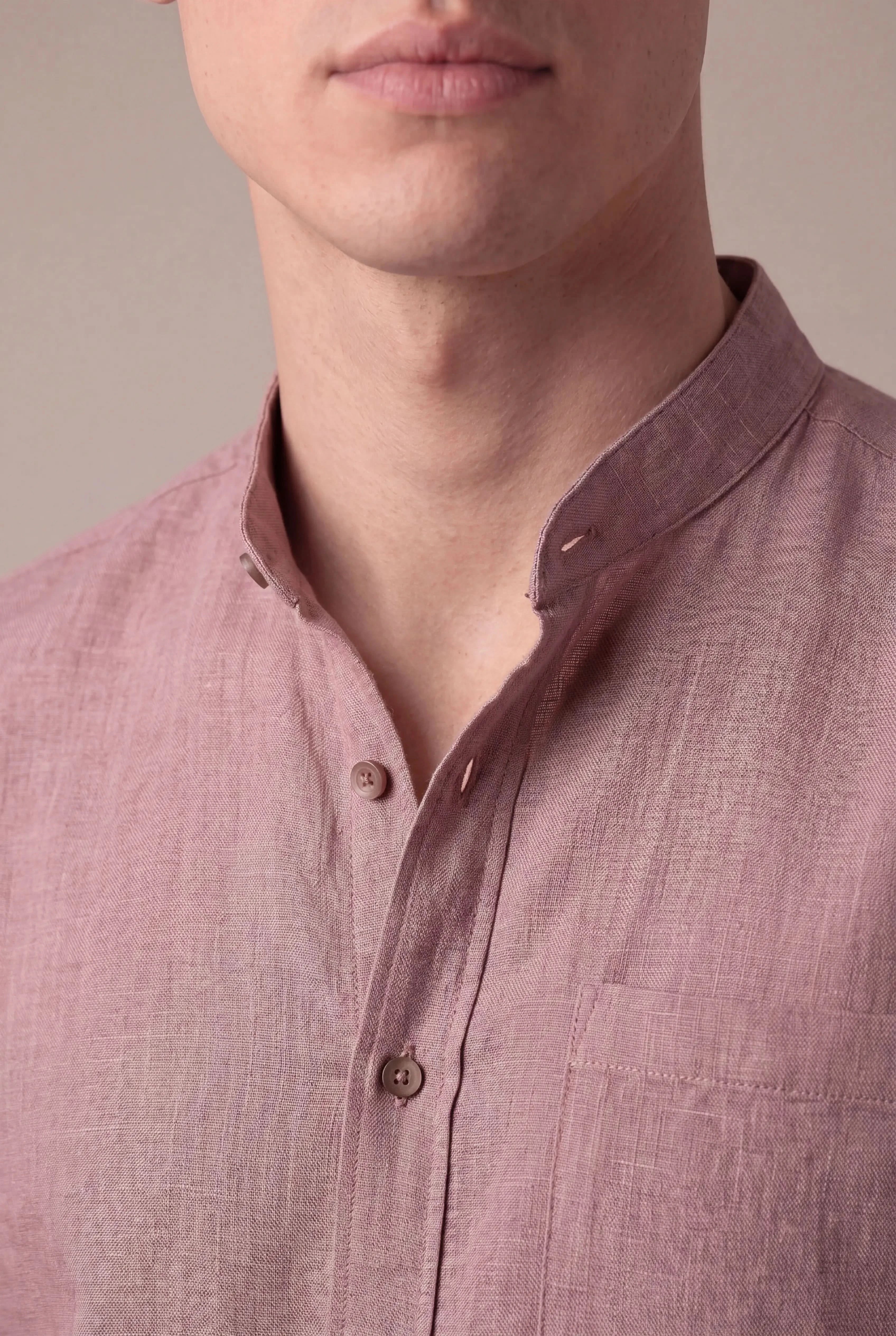 Brentelo Mandarin Shirt Purple