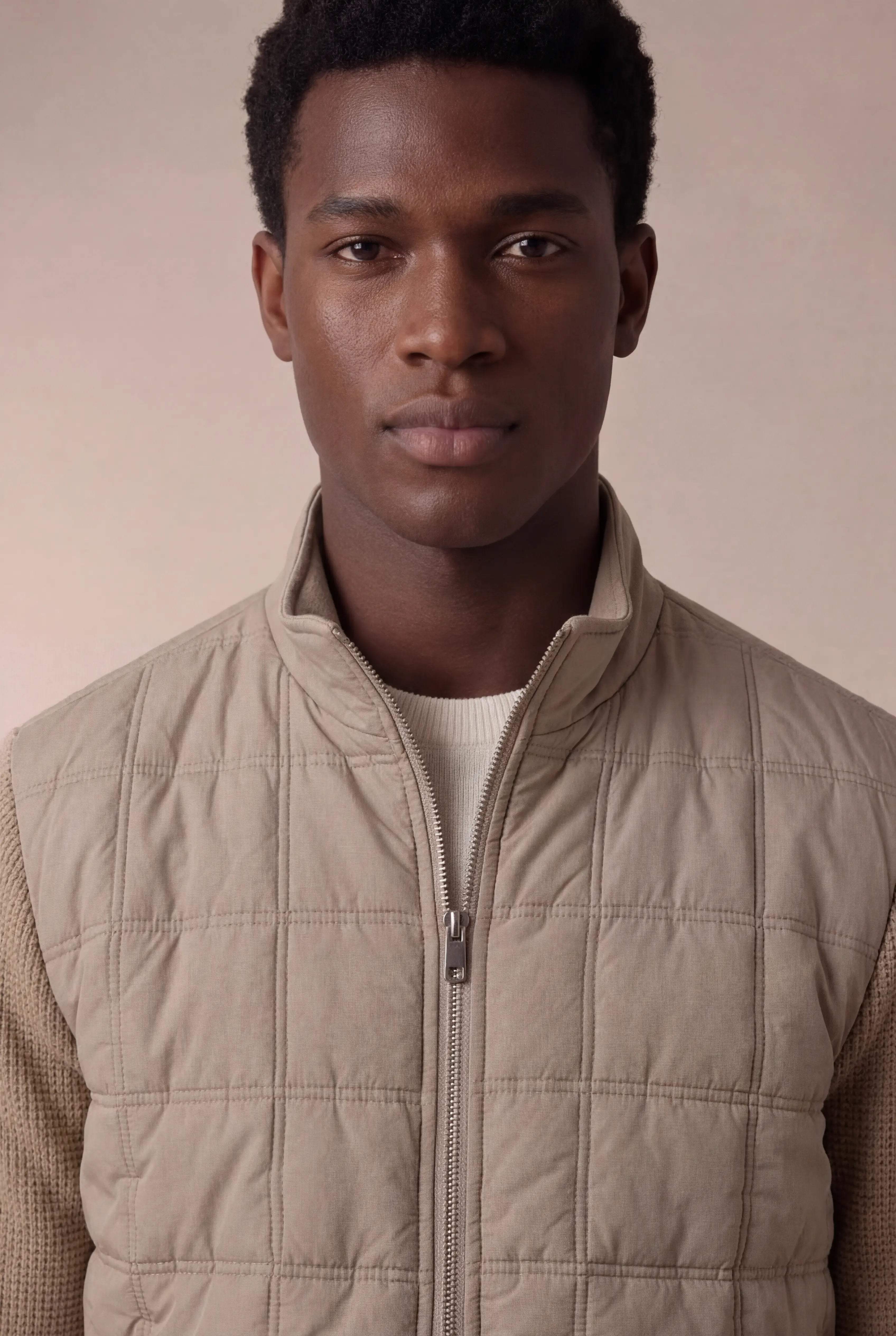 Grendaro Quilted Knit Jacket Beige