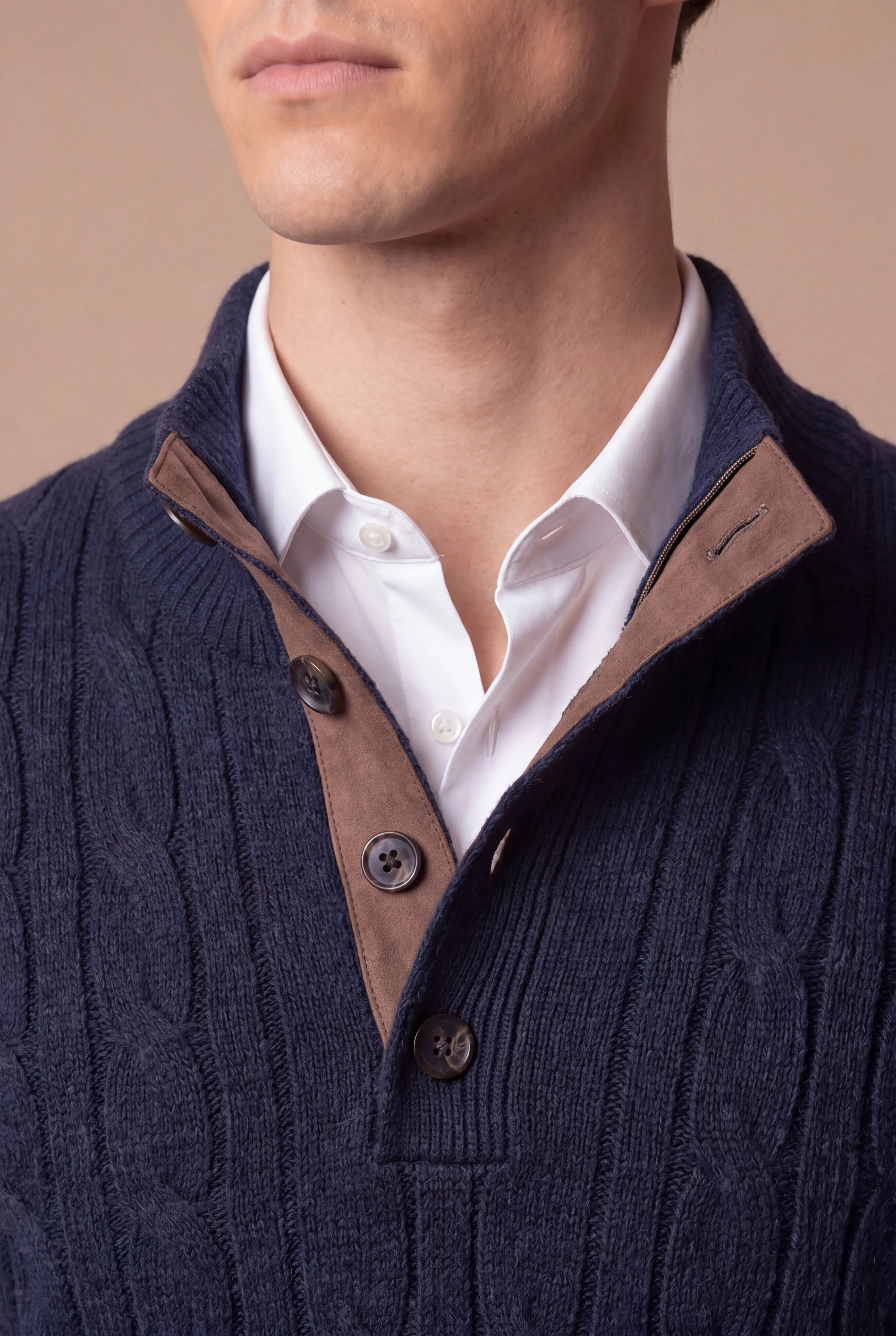 Corvino Cable Knit Sweater Navy