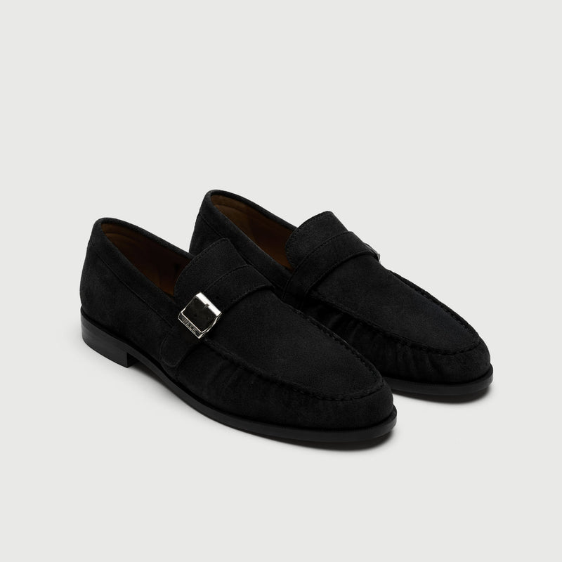 Black Suède Buckle Loafer