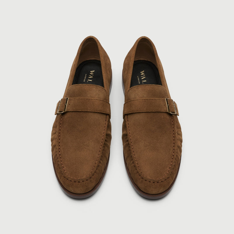 Tan Suède Buckle Loafer