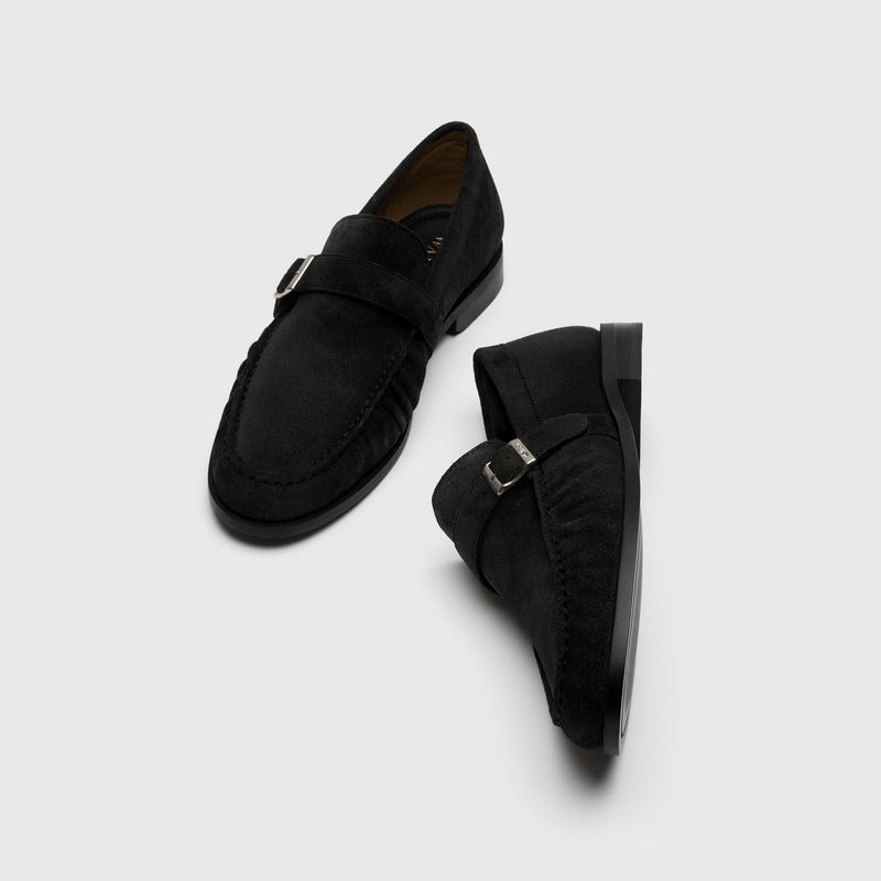 Black Suède Buckle Loafer