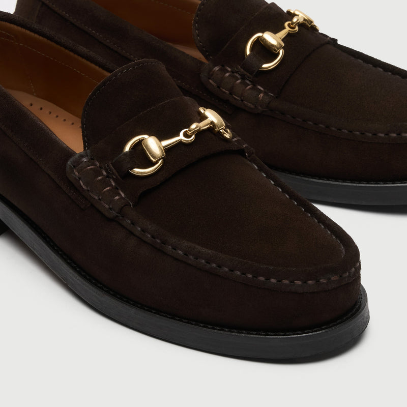 Brown Suède Horse Bit Loafer