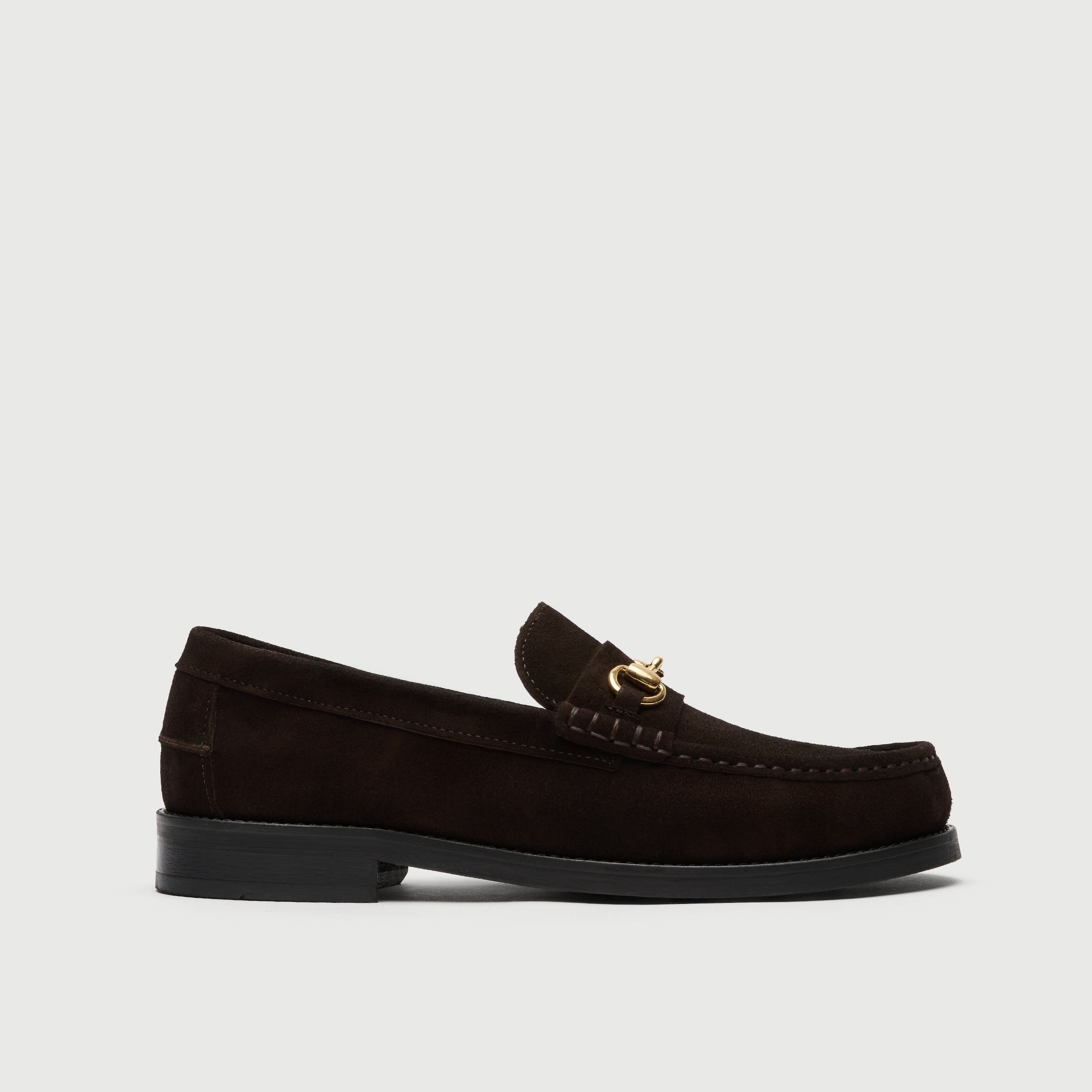 Brown Suède Horse Bit Loafer