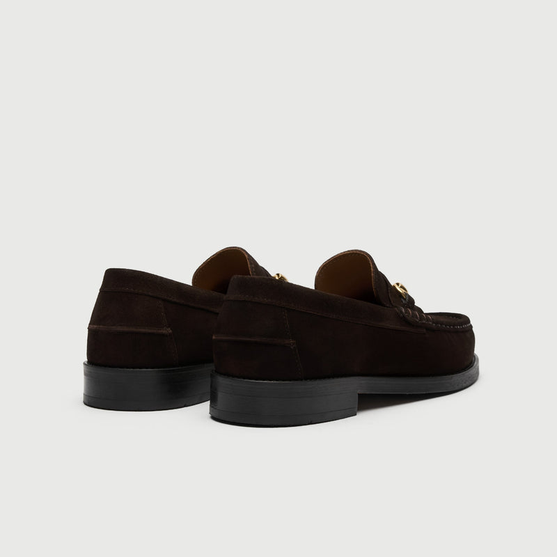 Brown Suède Horse Bit Loafer