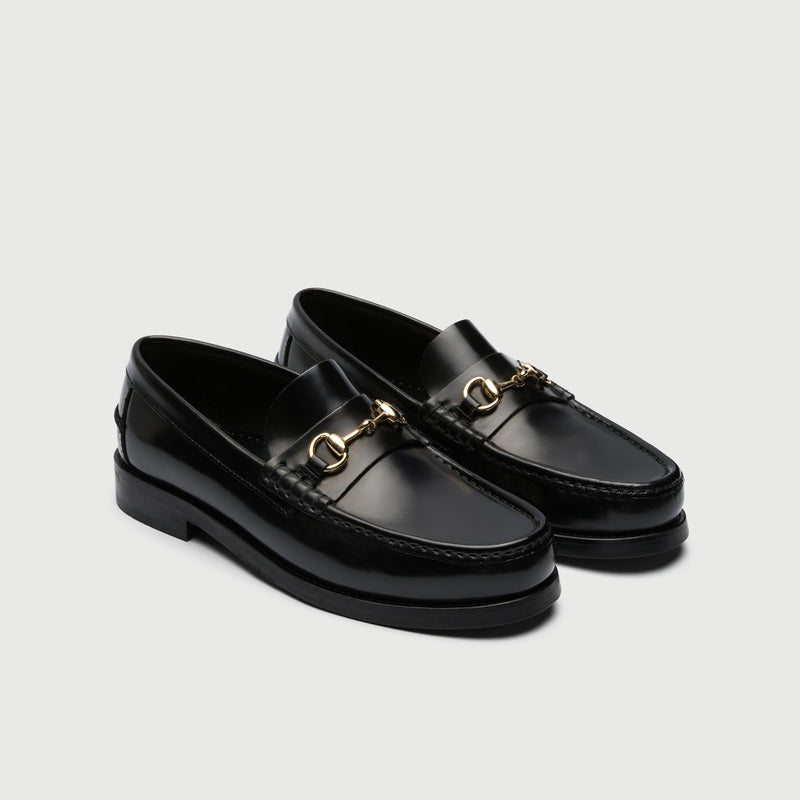 Black Suède Horse Bit Loafer
