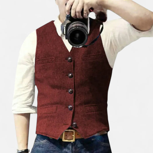 The Gentleman’s Brand | Men’s Classic Sleeveless Waistcoat – Slim Fit V-Neck Formal Vest