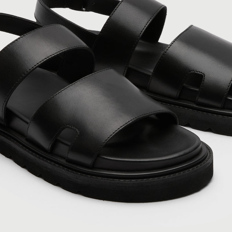 Black Leather Backstrap Sandal