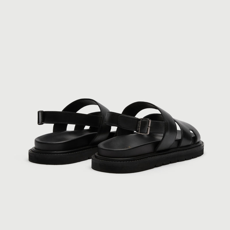 Black Leather Backstrap Sandal