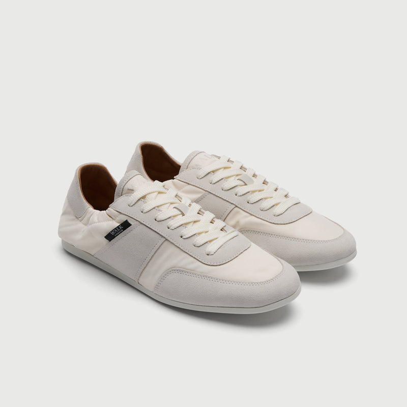 White Suède And Textile Trainer