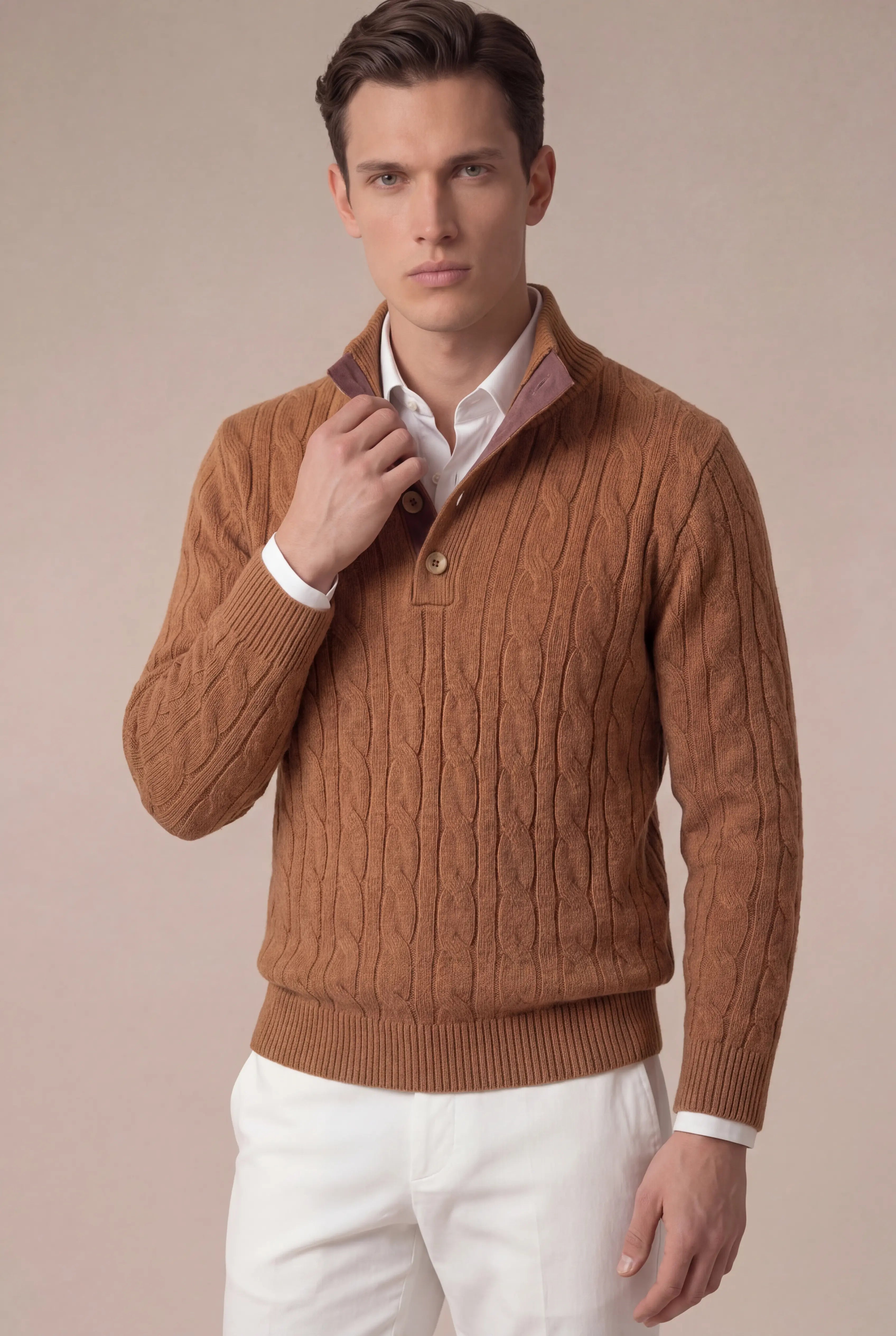 Corvino Cable Knit Sweater Brown