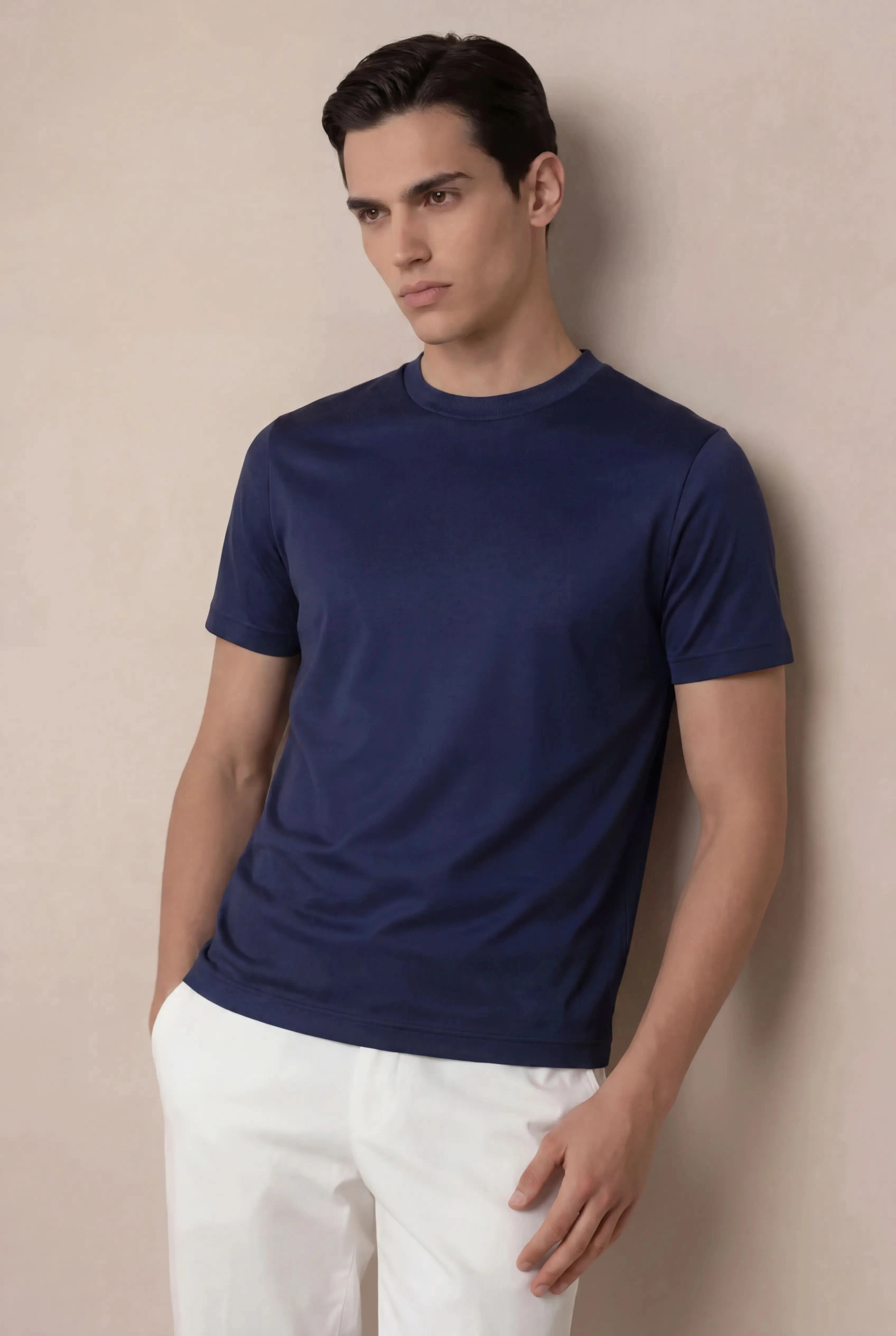 Delvino Cotton Tee Navy