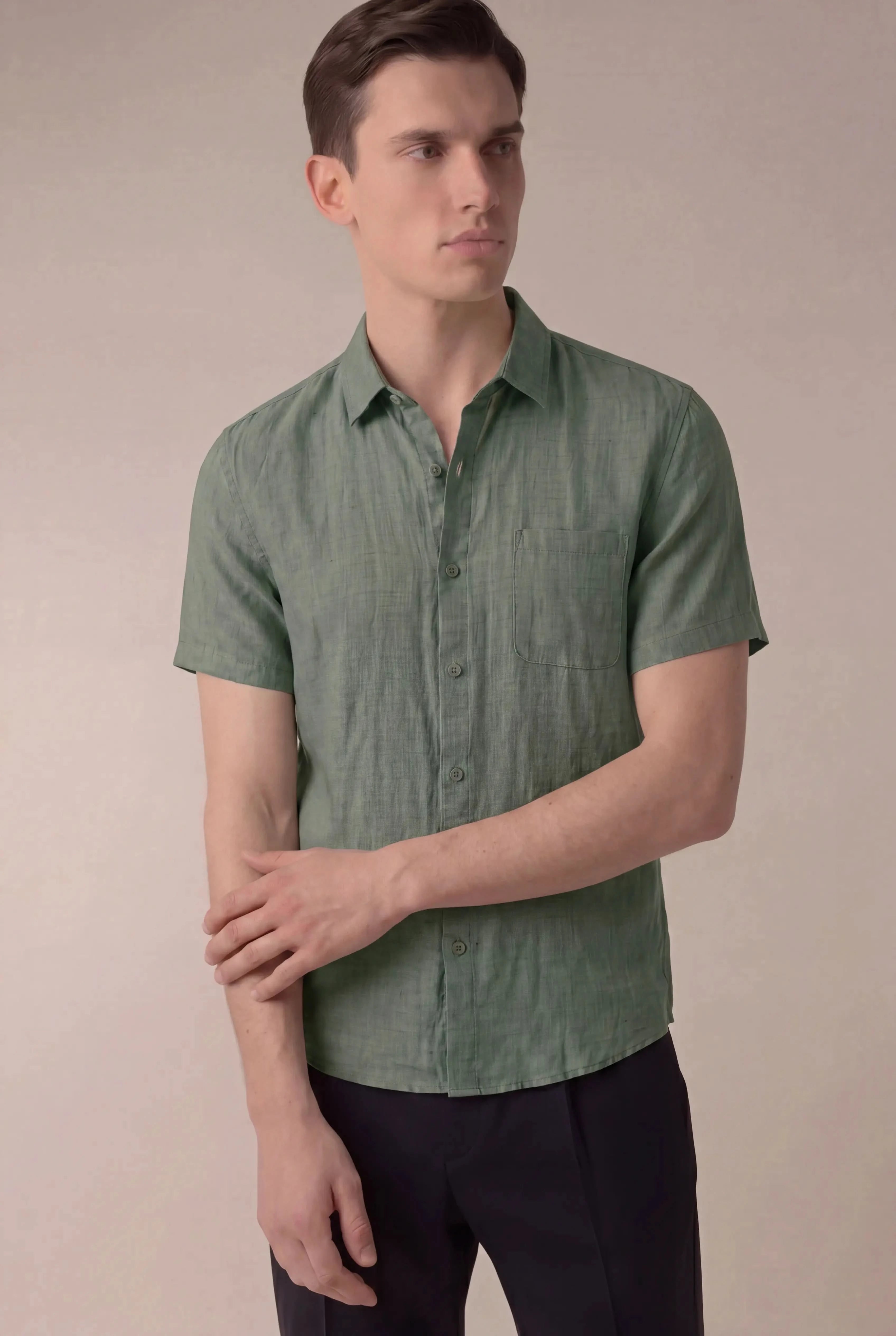 Relvino Linen Shirt Green