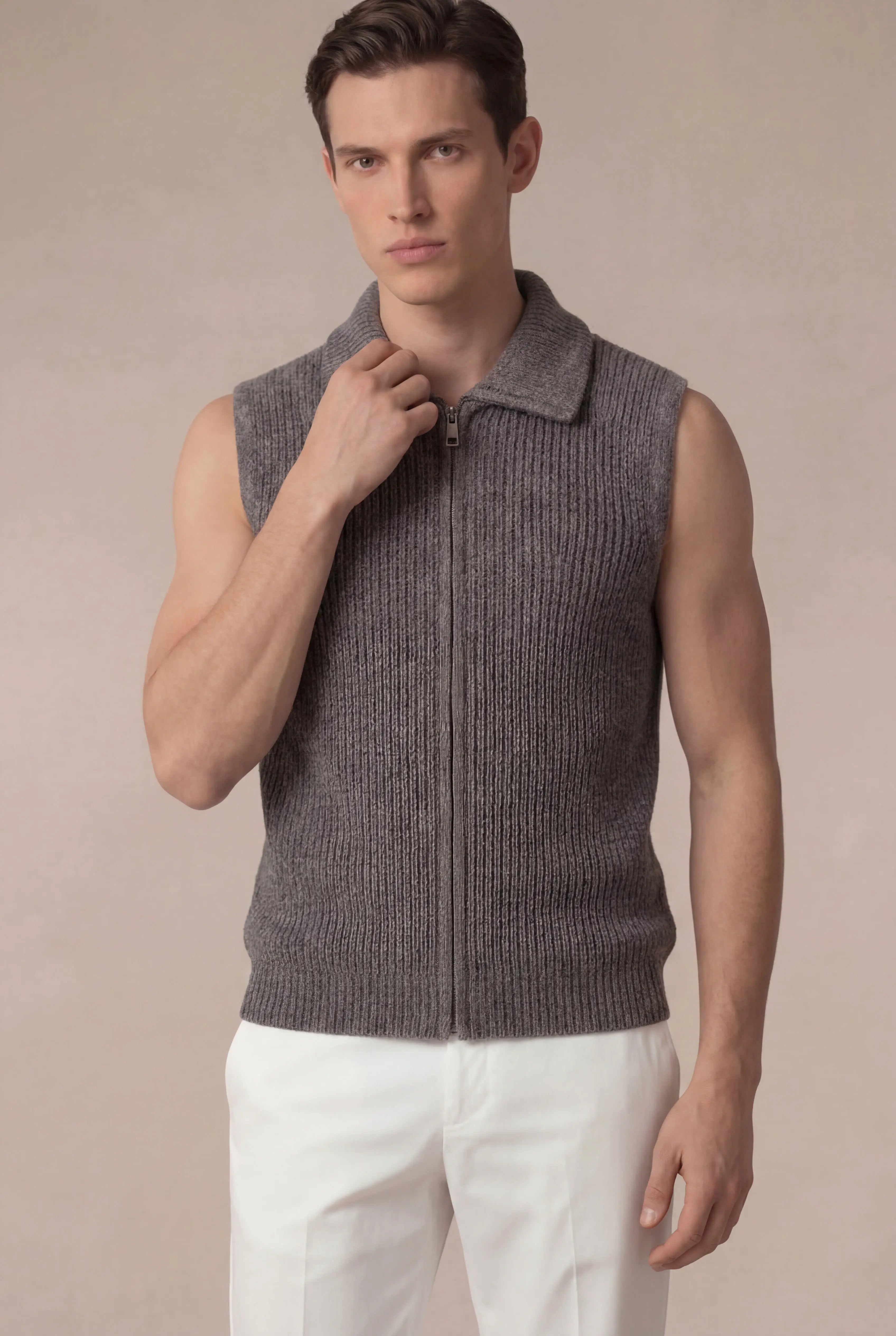 Grendaro Merino Knit Vest Grey