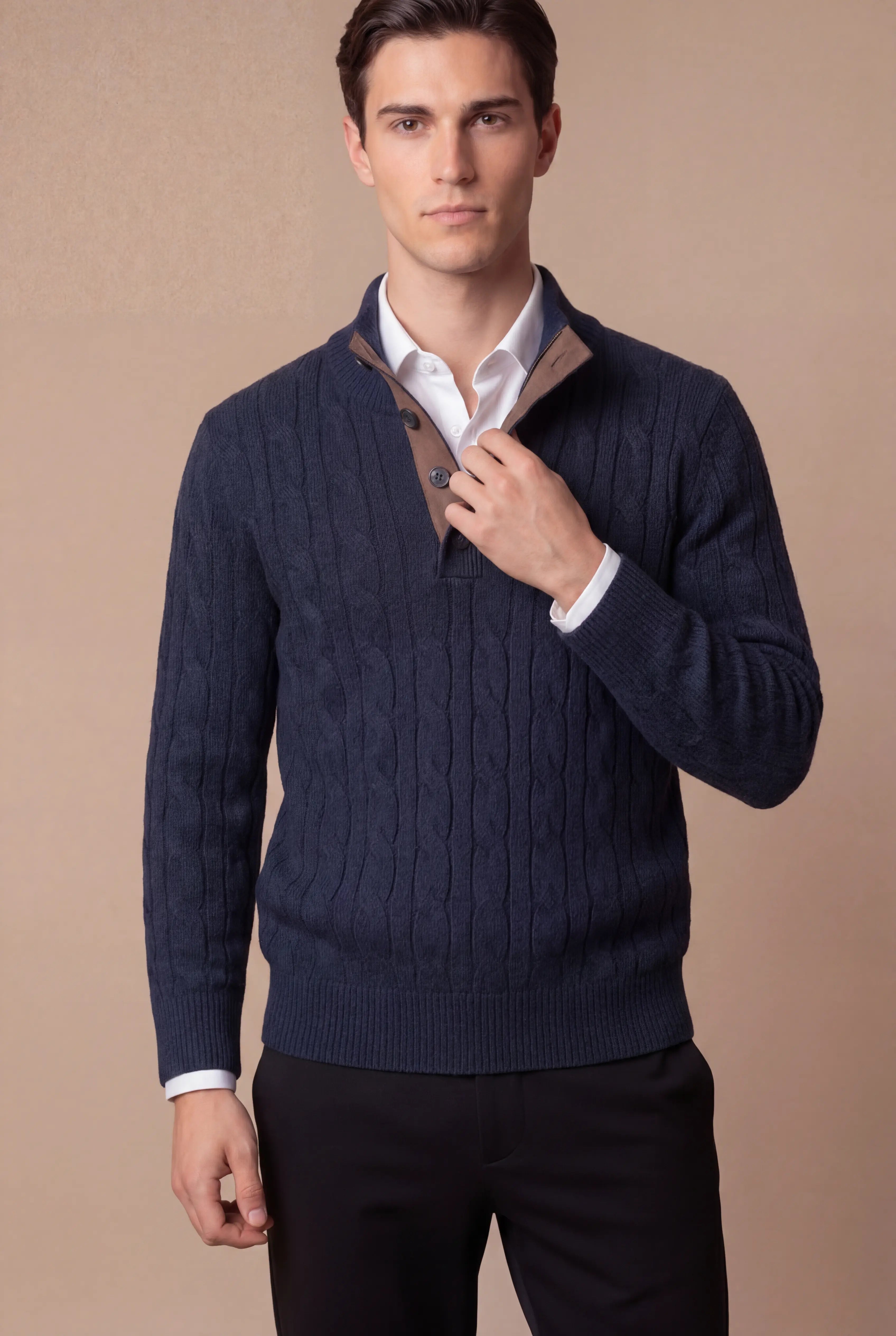Corvino Cable Knit Sweater Navy