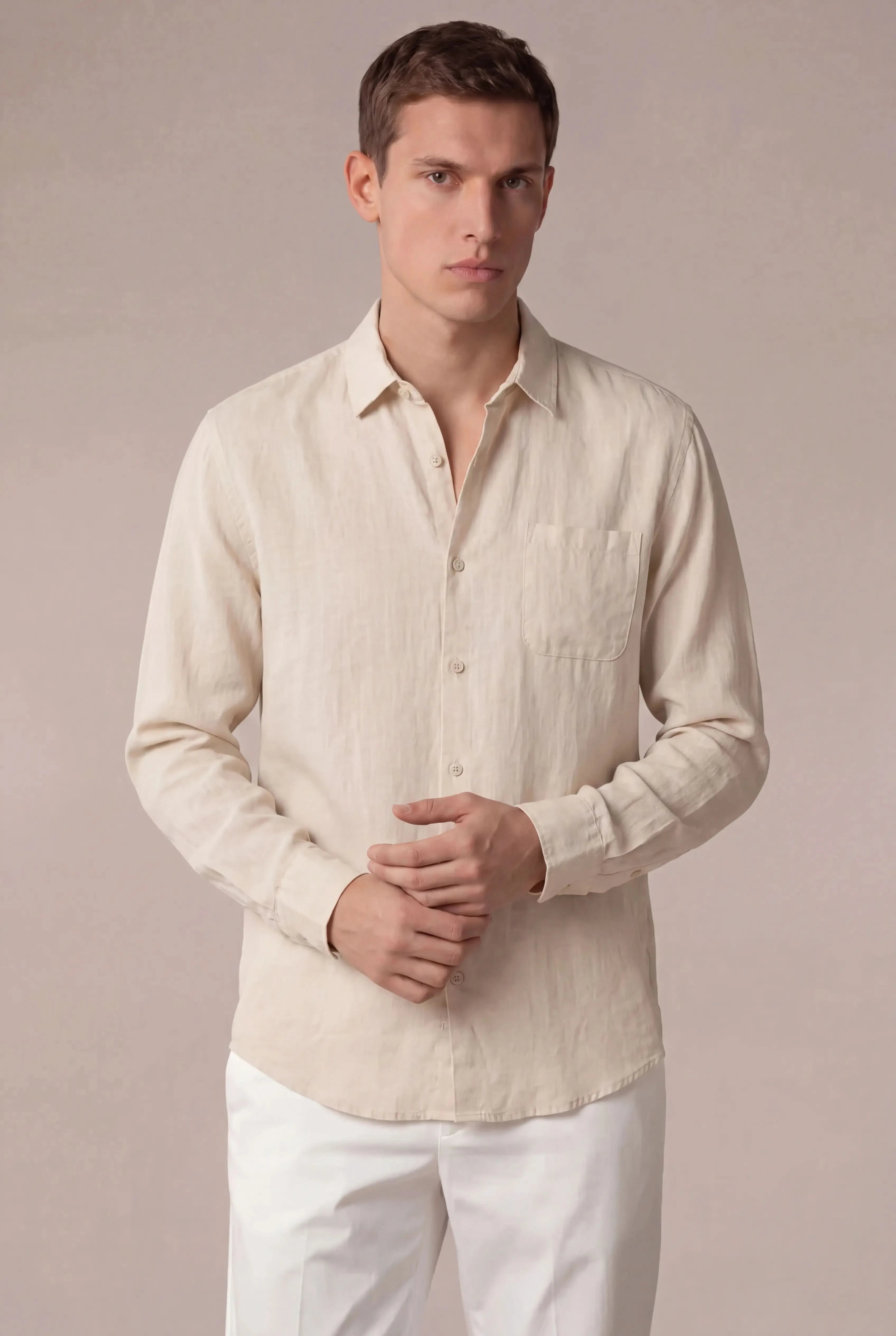 Parvino Linen Shirt Beige