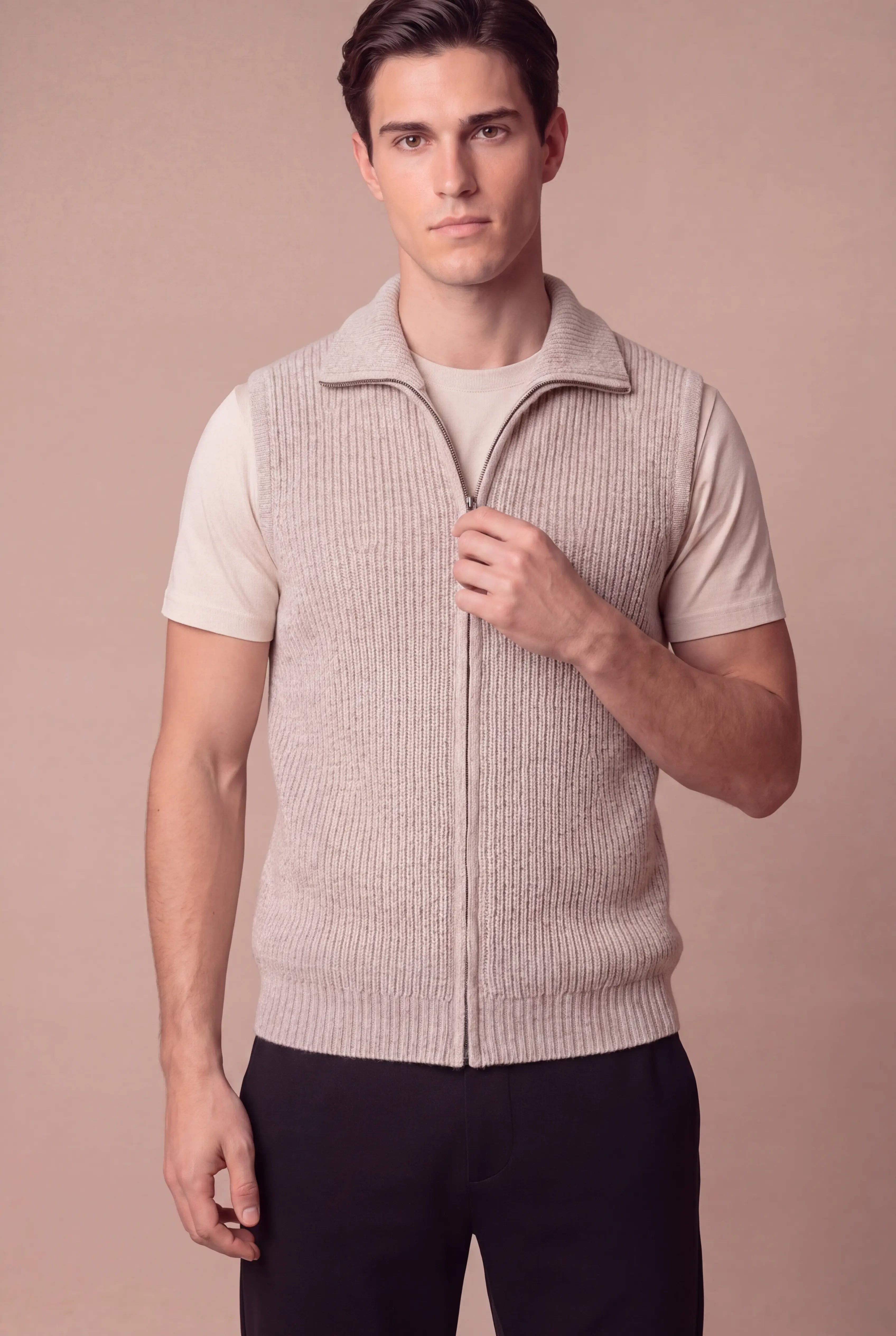 Grendaro Merino Knit Vest Oatmeal
