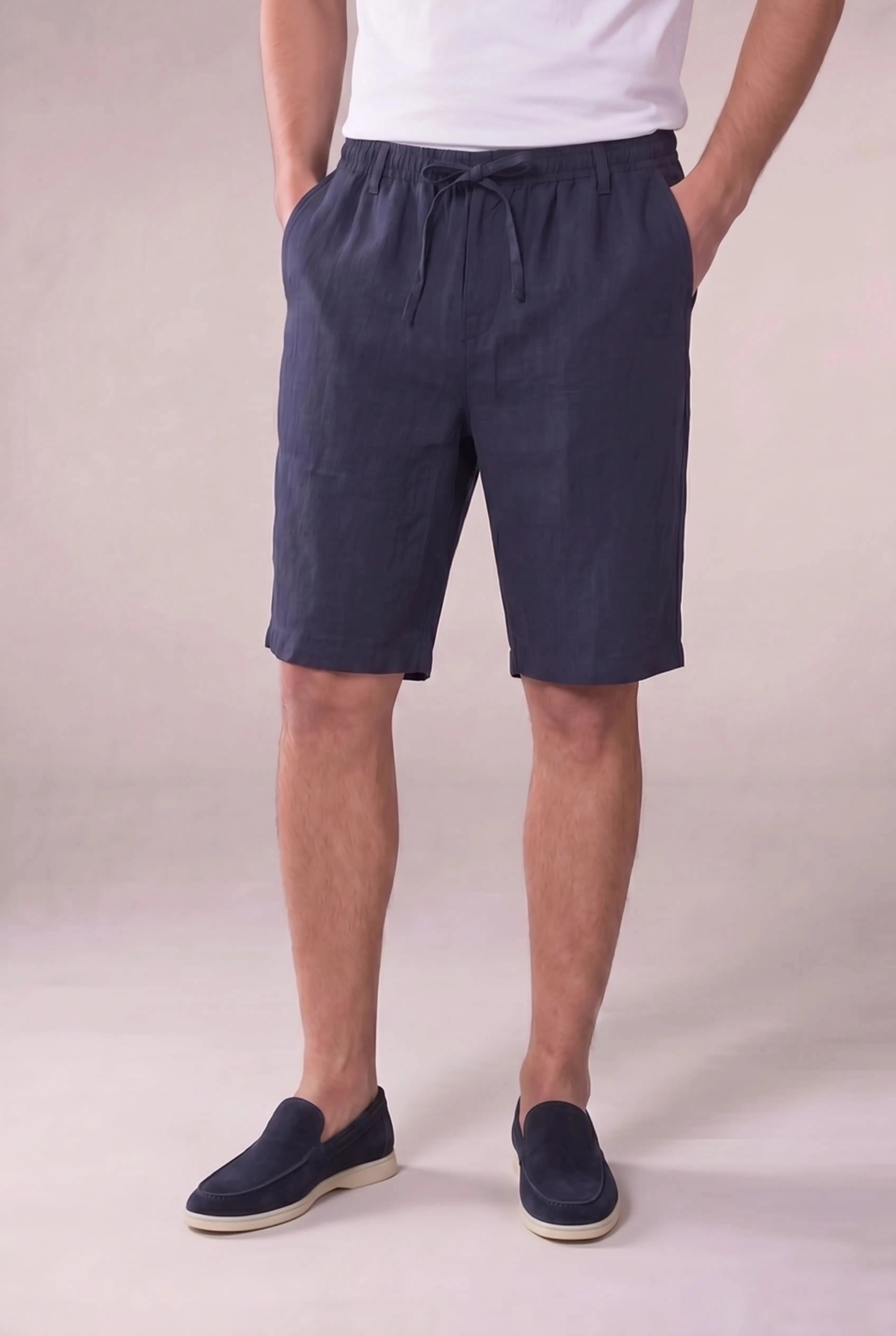 Rosvaro Linen Shorts Navy