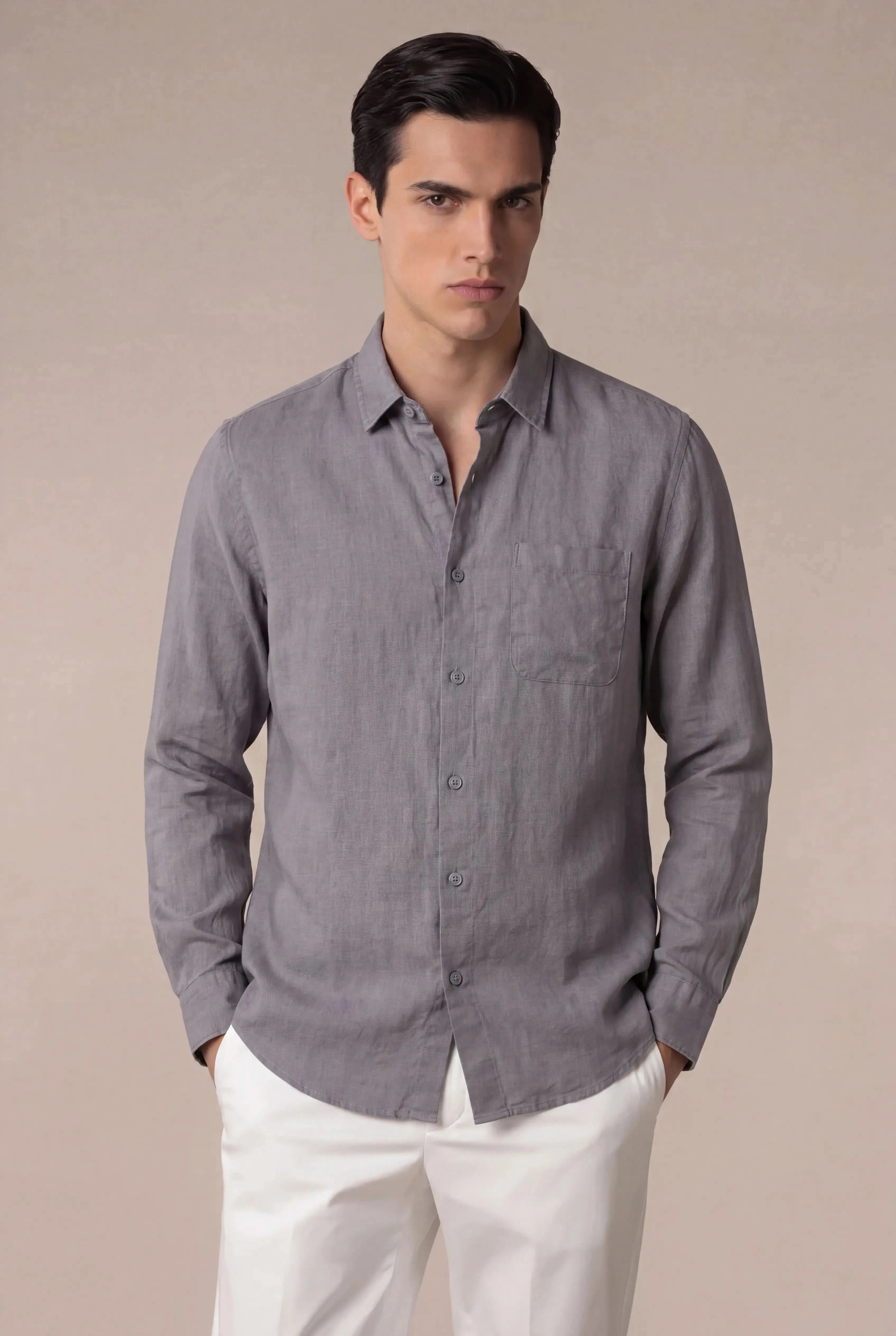 Parvino Linen Shirt Grey