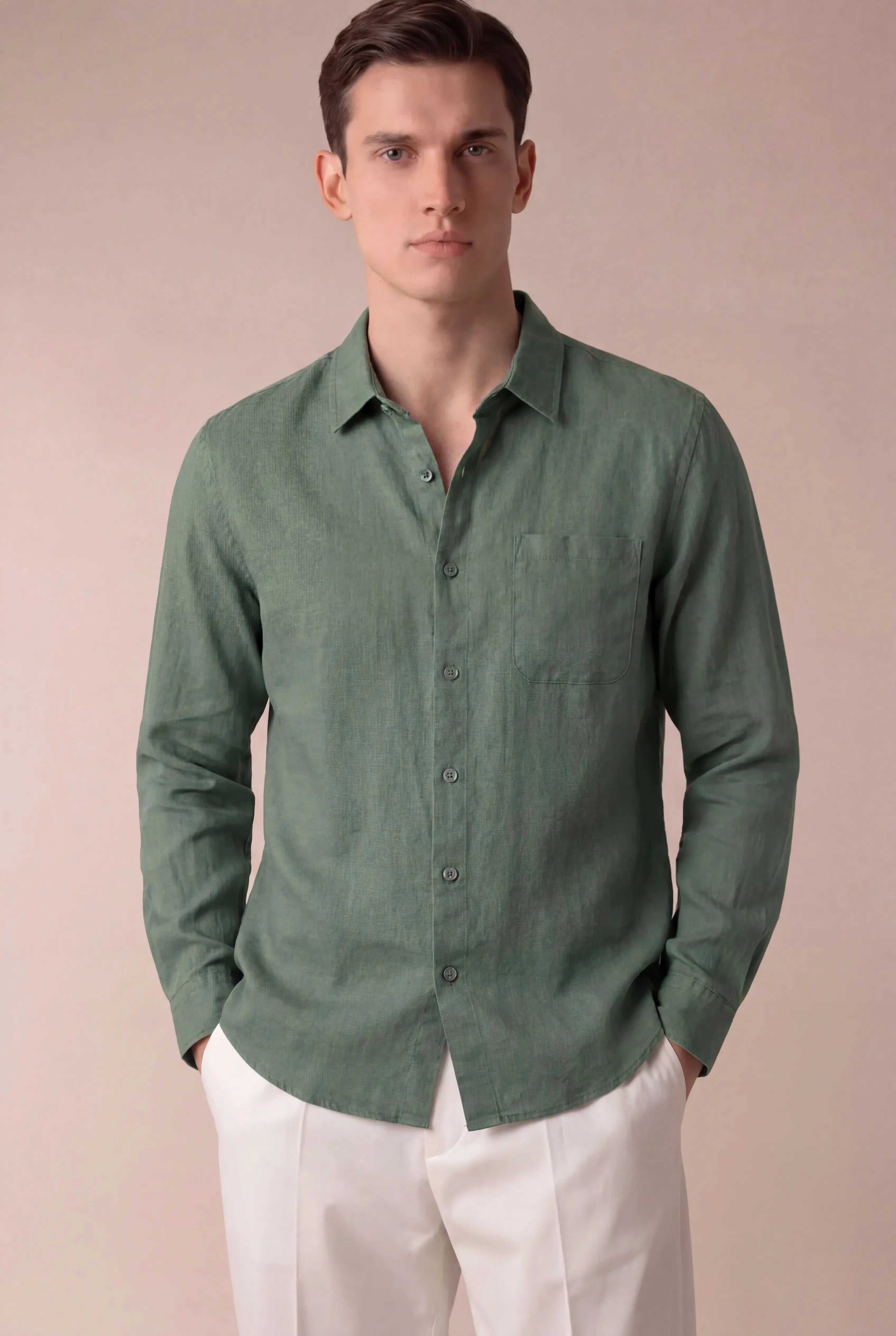 Parvino Linen Shirt Green