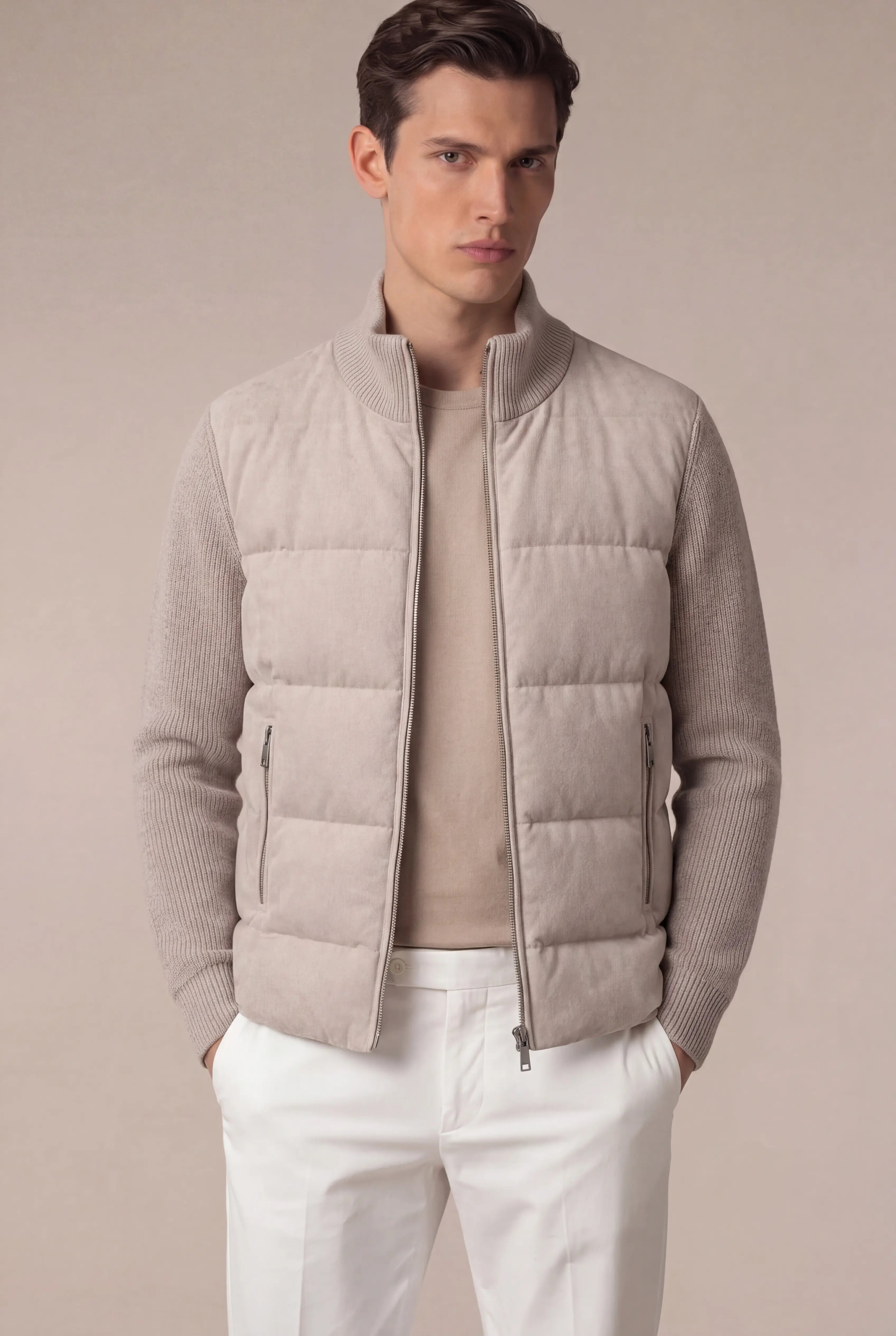 Gorvino Quilted Knit Jacket Ivory