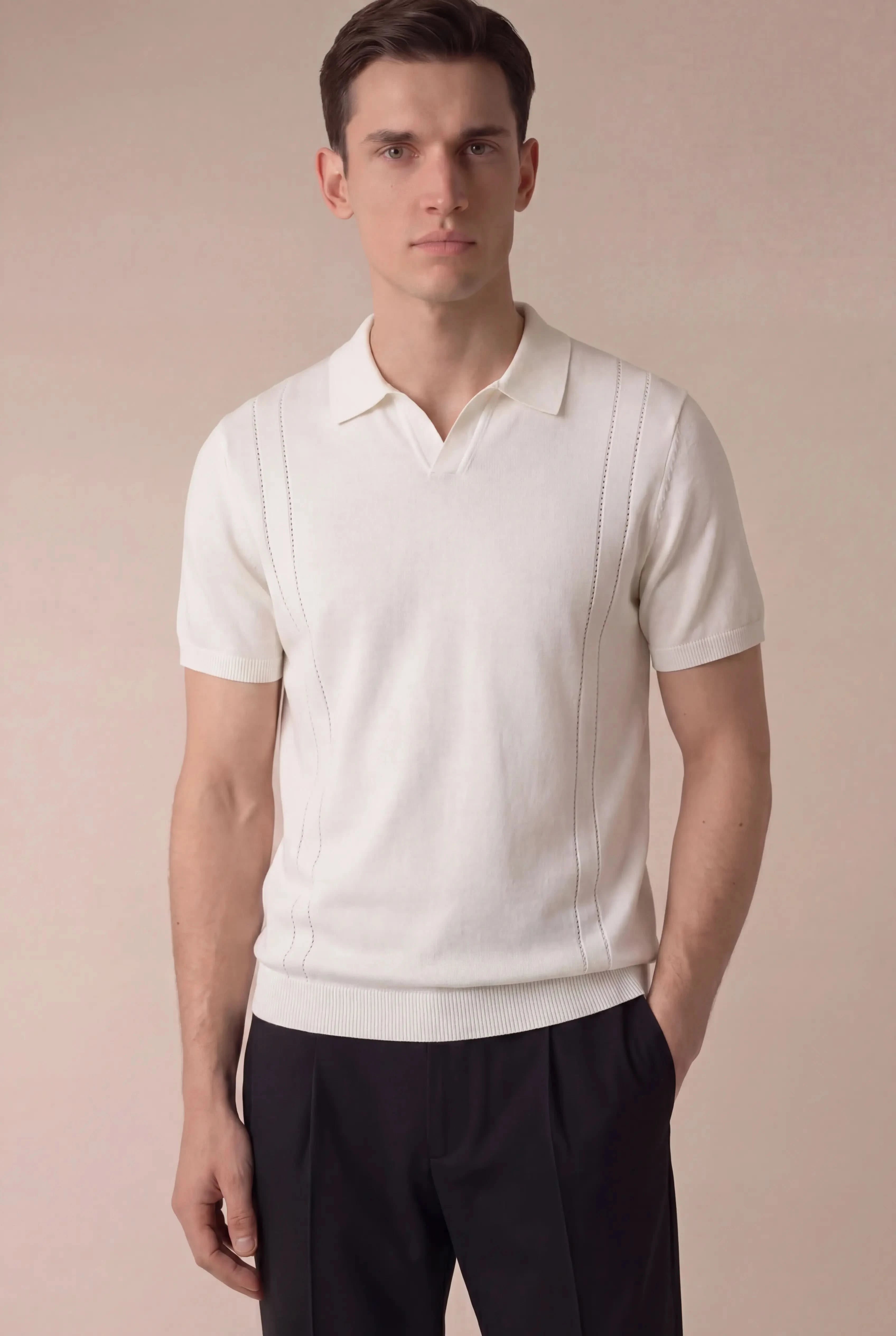 Falcino Knit Polo White