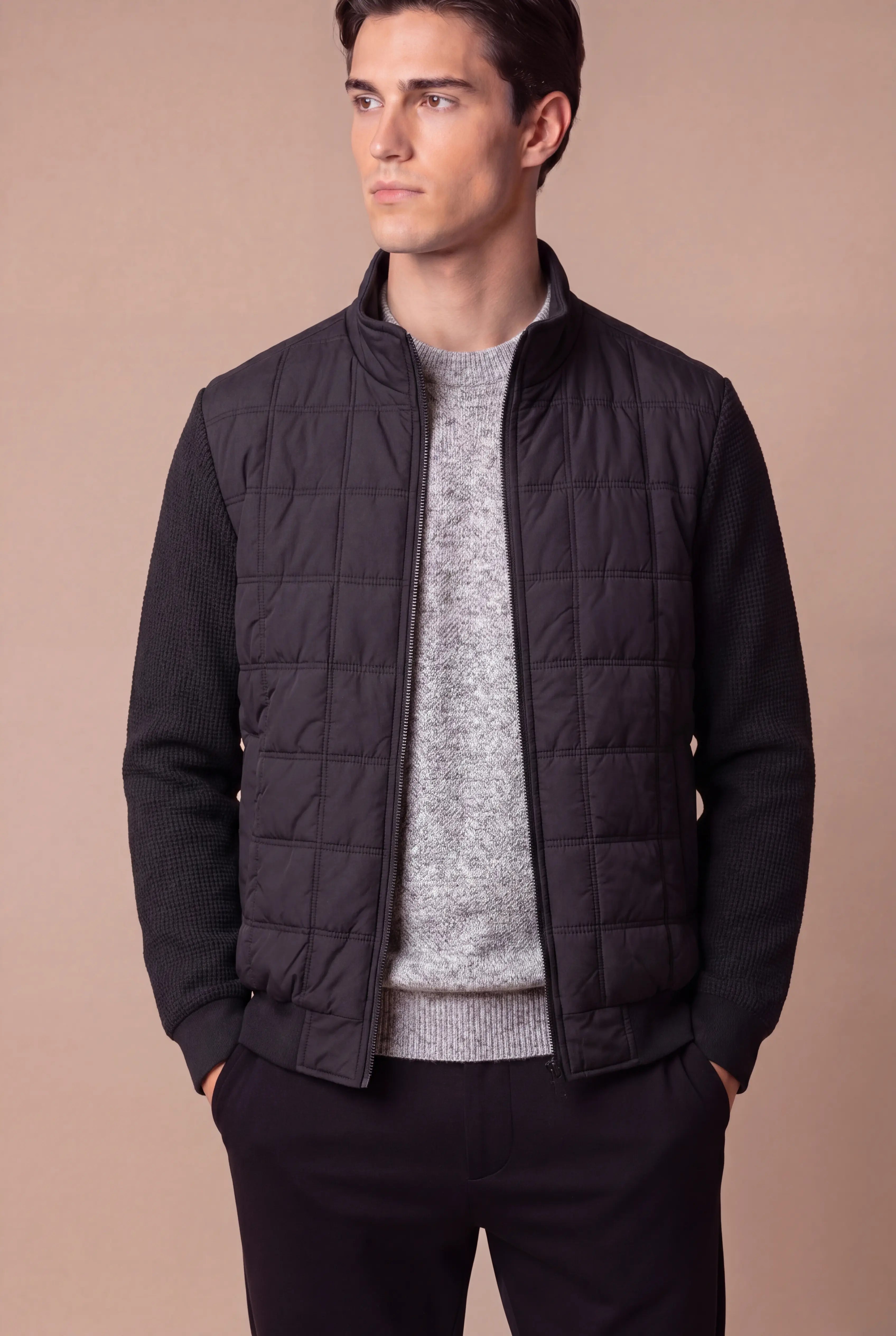 Grendaro Quilted Knit Jacket Black
