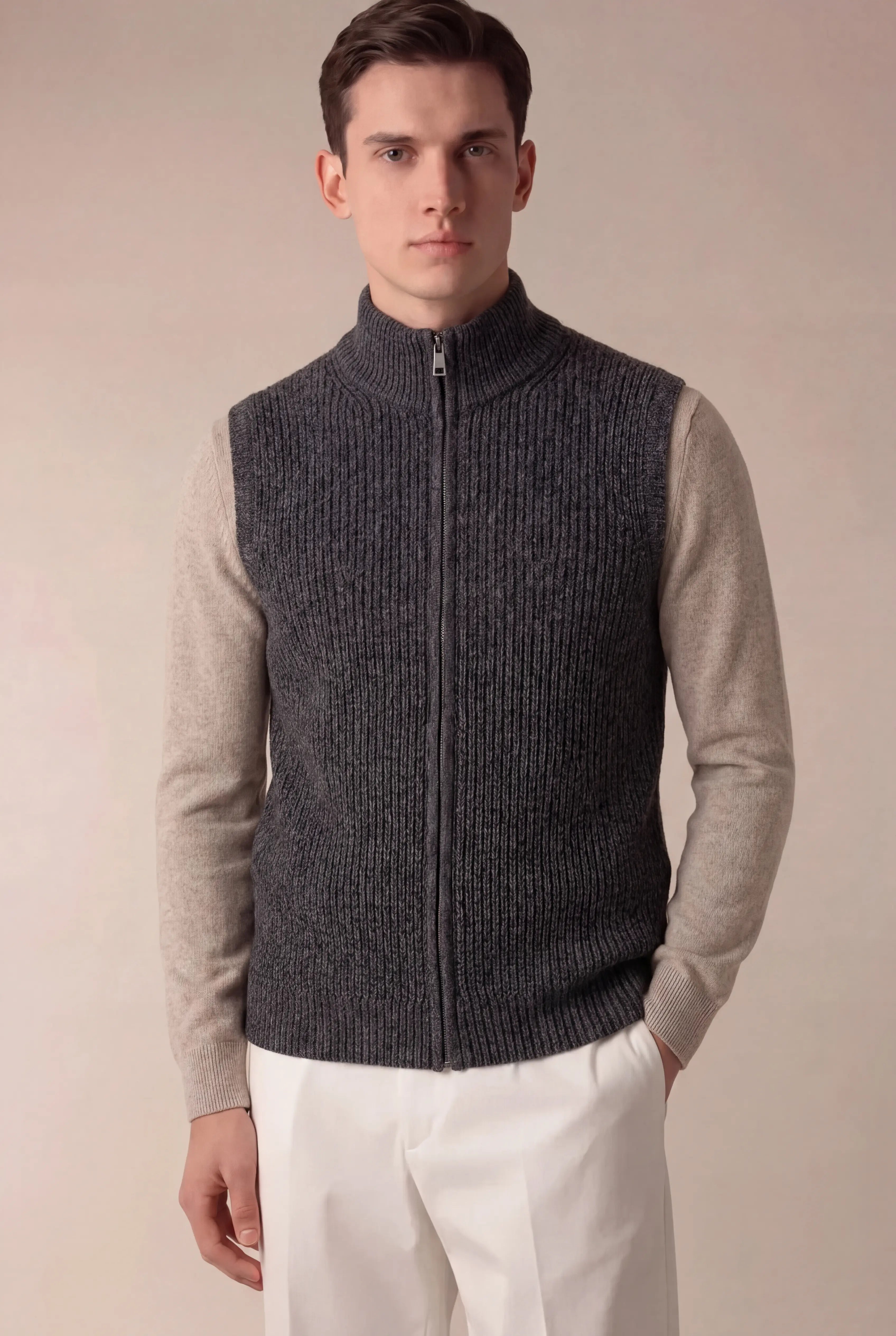 Grendaro Merino Knit Vest Dark Grey