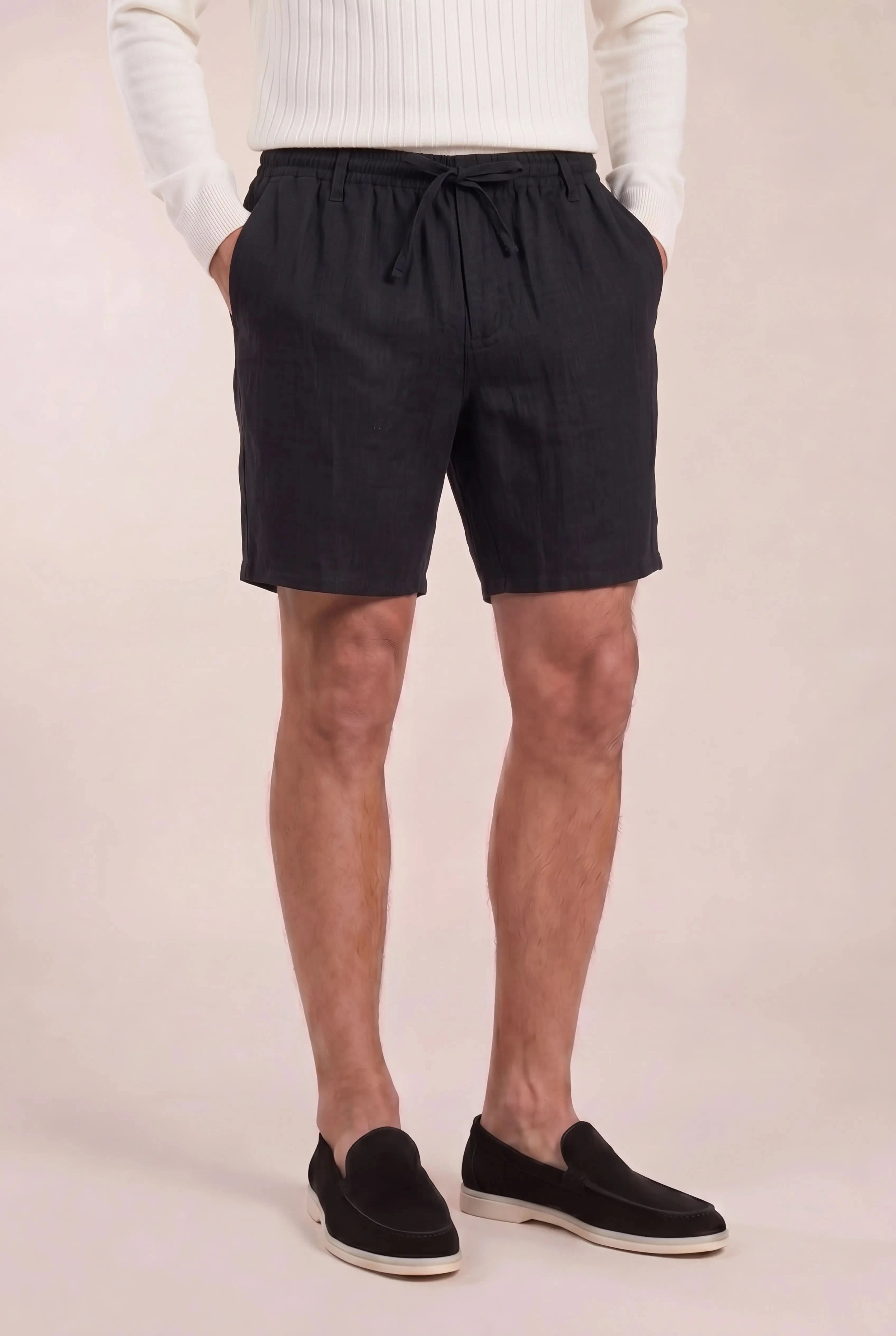 Rosvaro Linen Shorts Black