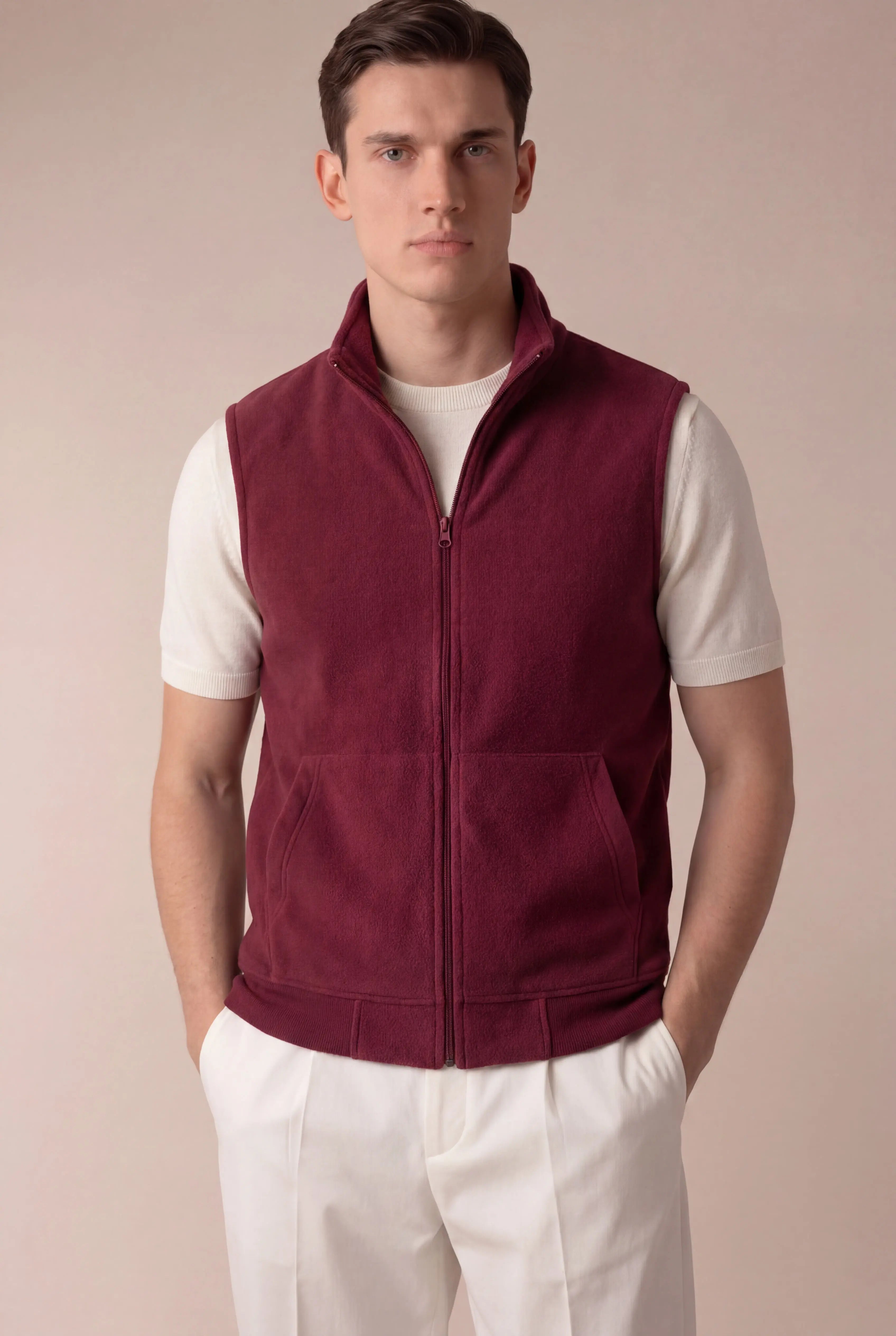 Corvaro Fleece Vest Burgundy