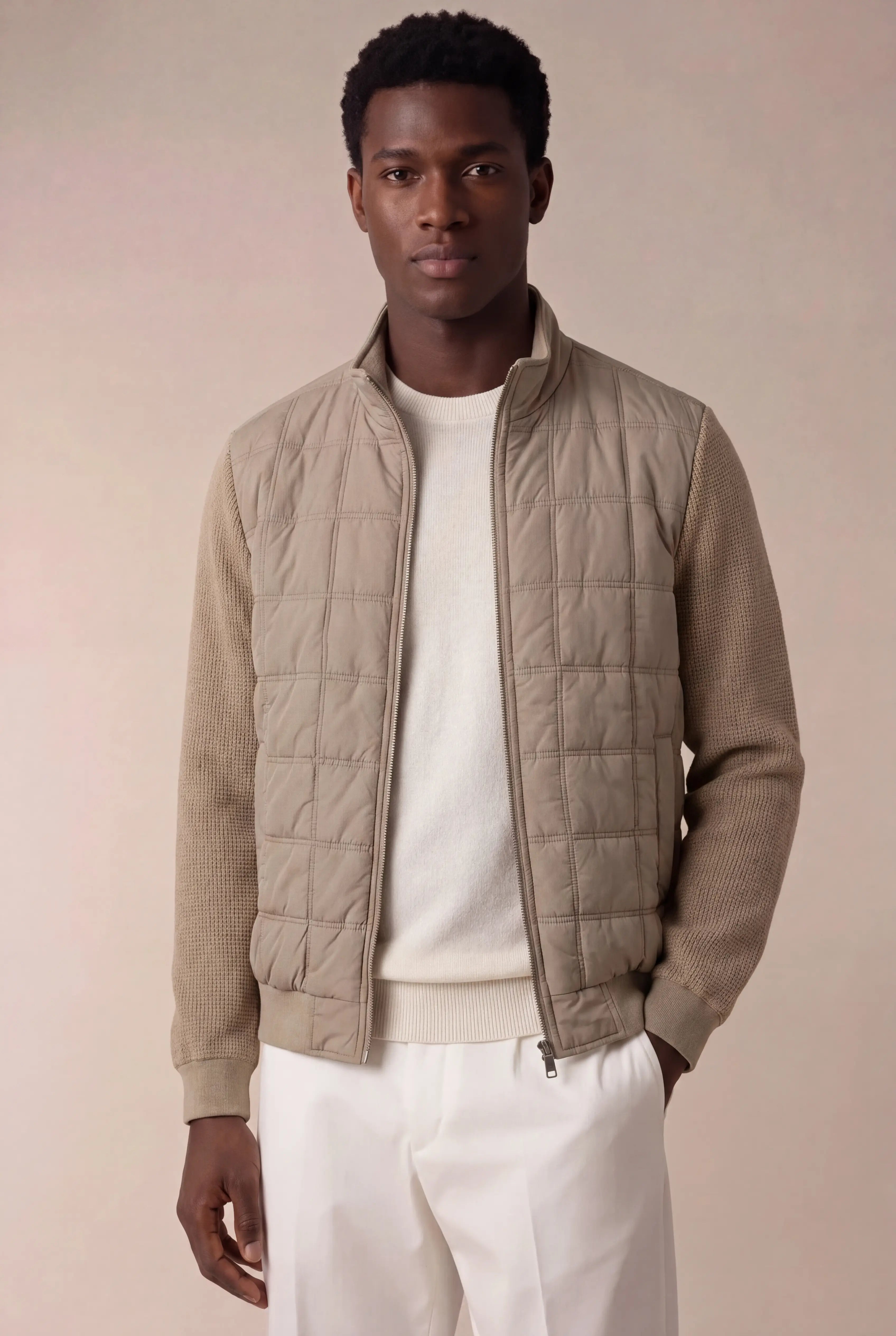 Grendaro Quilted Knit Jacket Beige