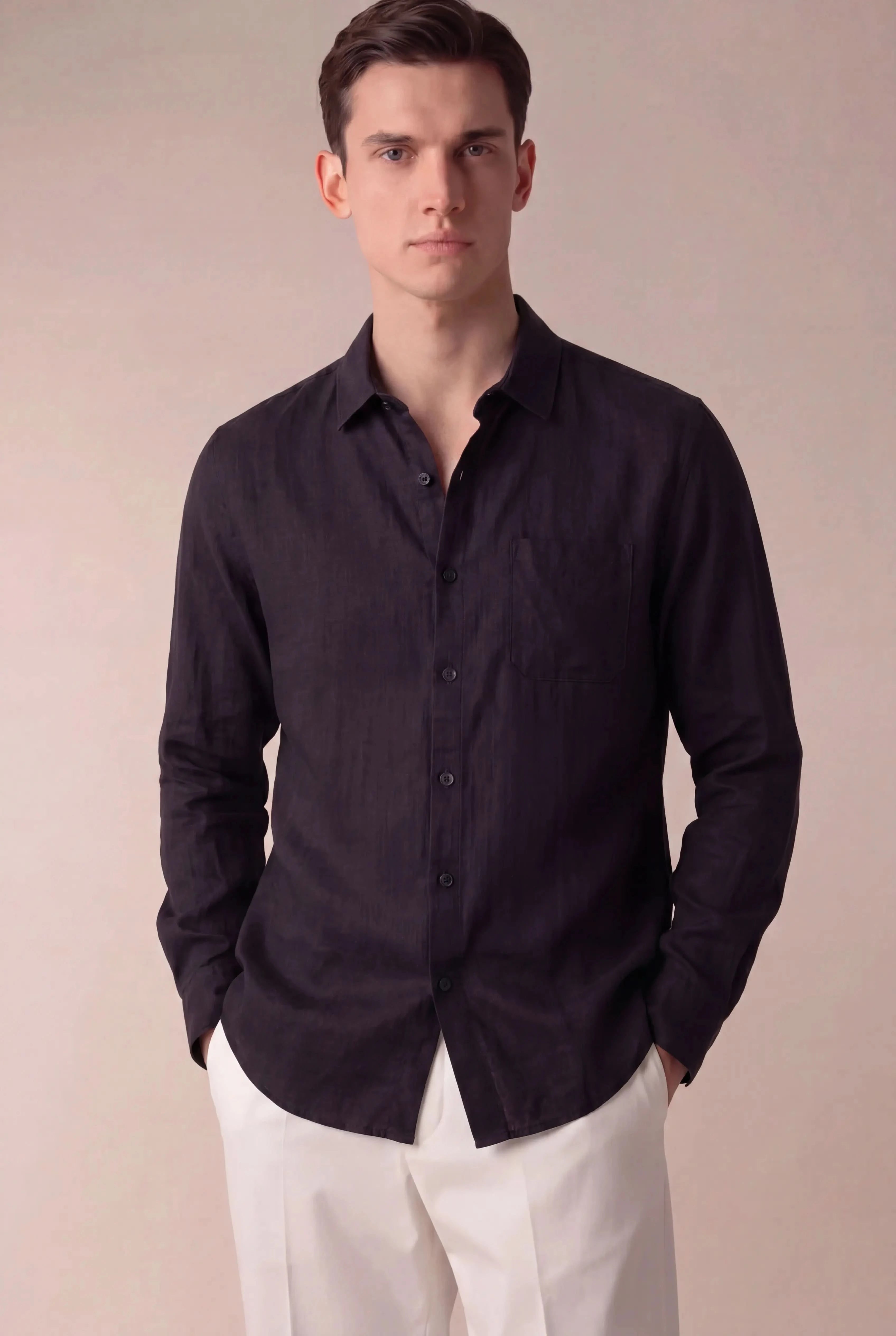 Parvino Linen Shirt Black