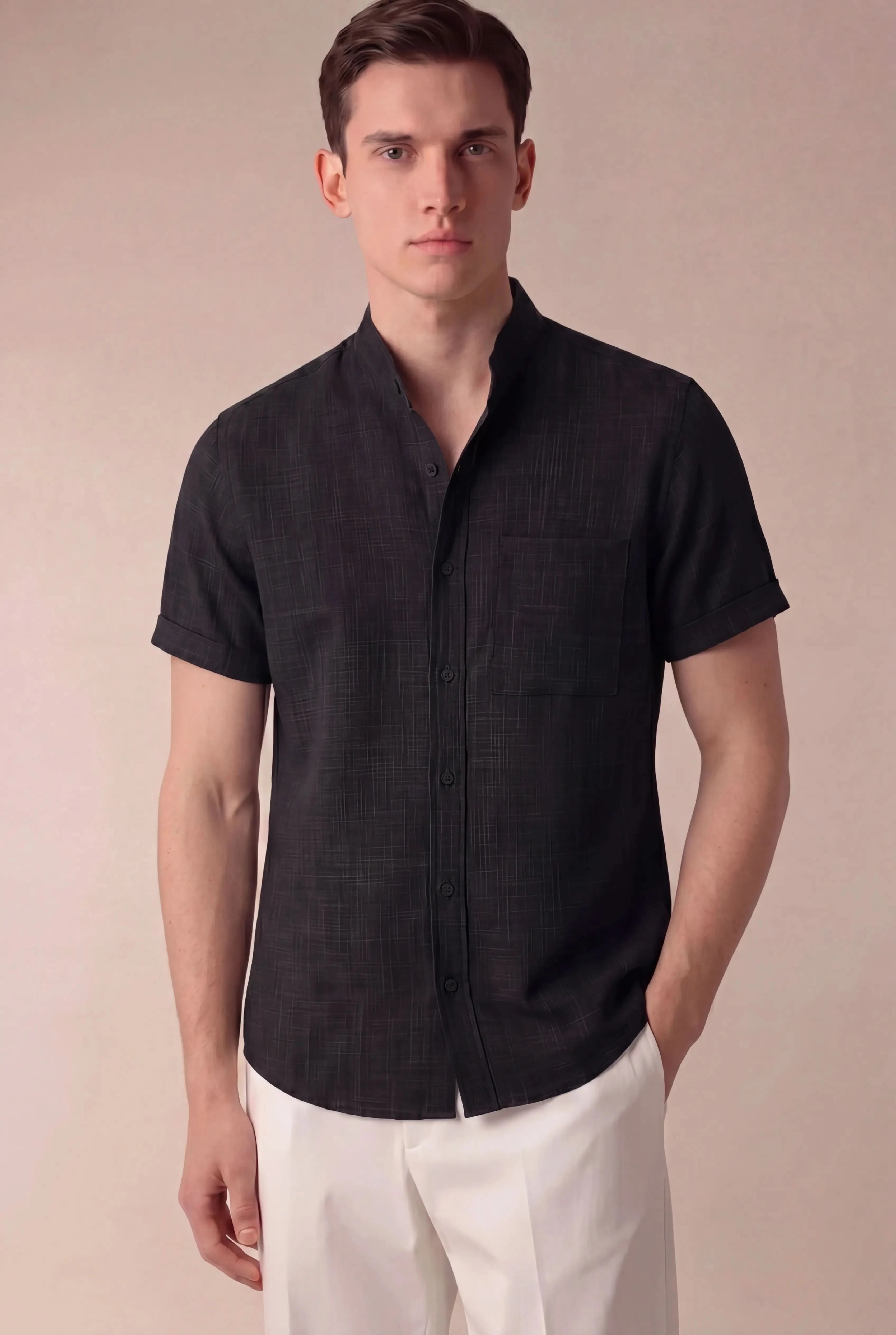 Brentelo Mandarin Shirt Black