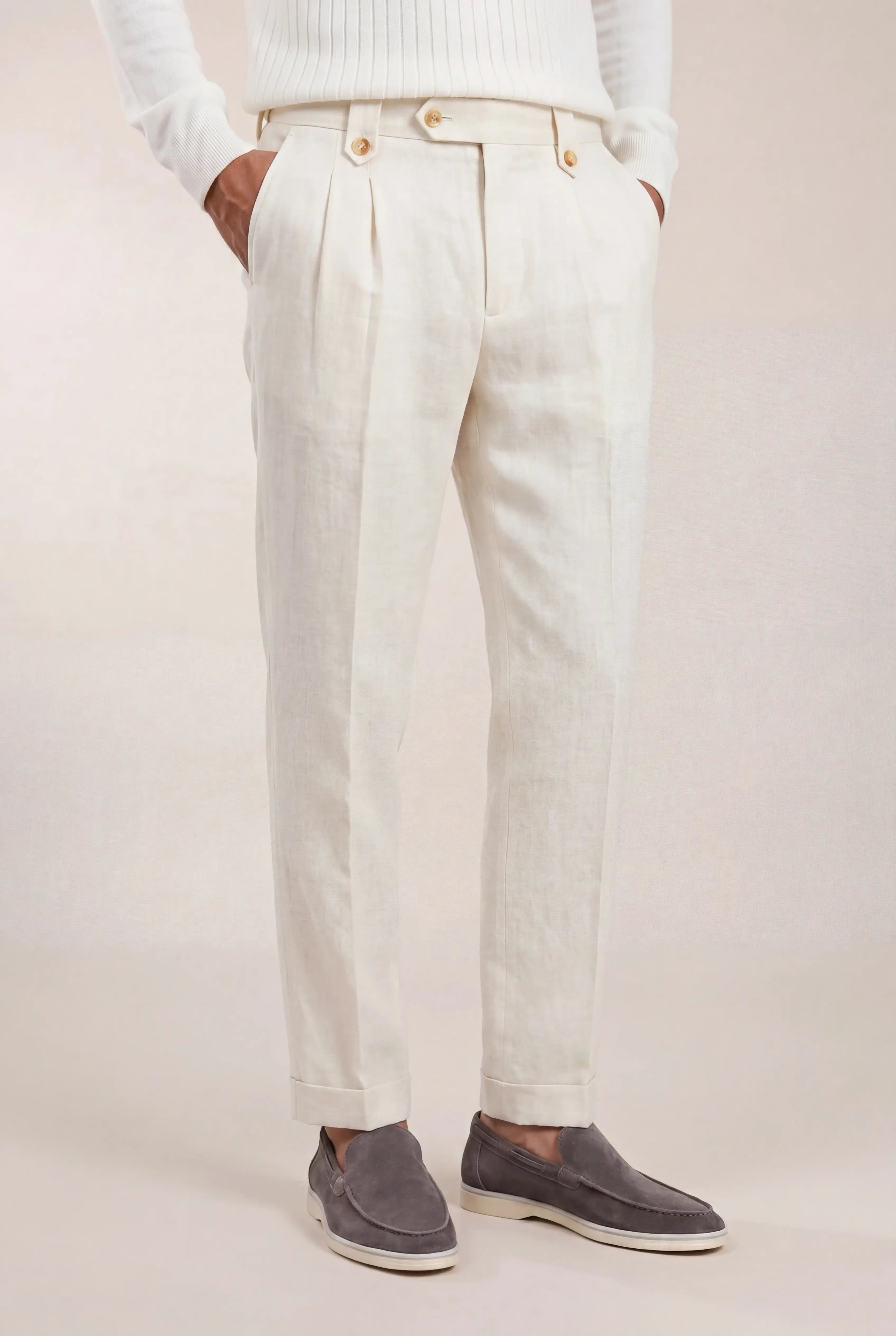 Brescino Pleated Trousers White