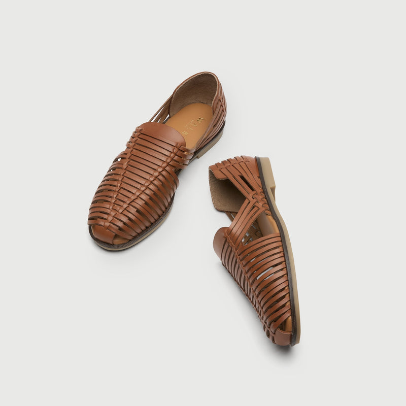 Tan Woven Leather Slip On