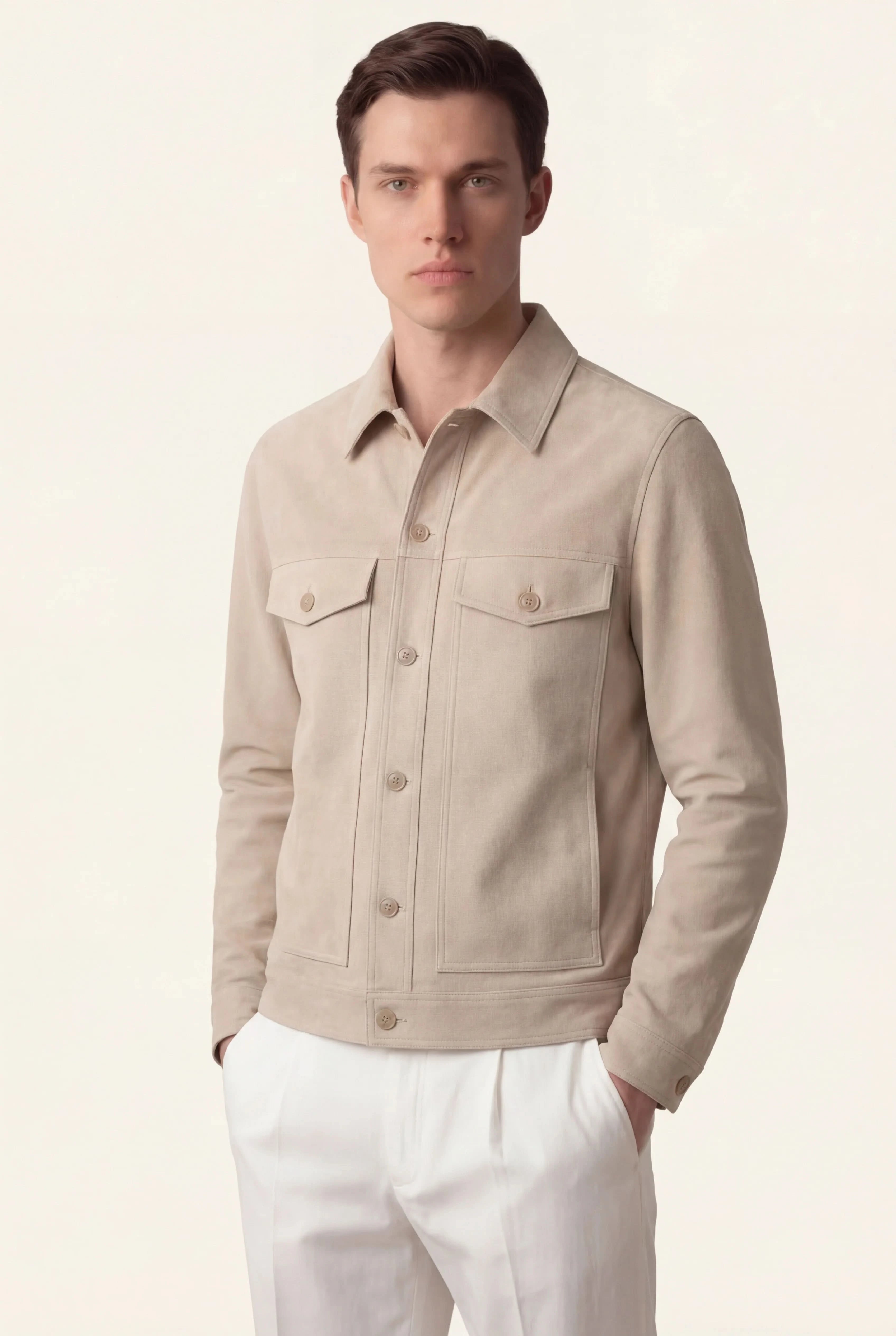 Light Beige Suede Jacket