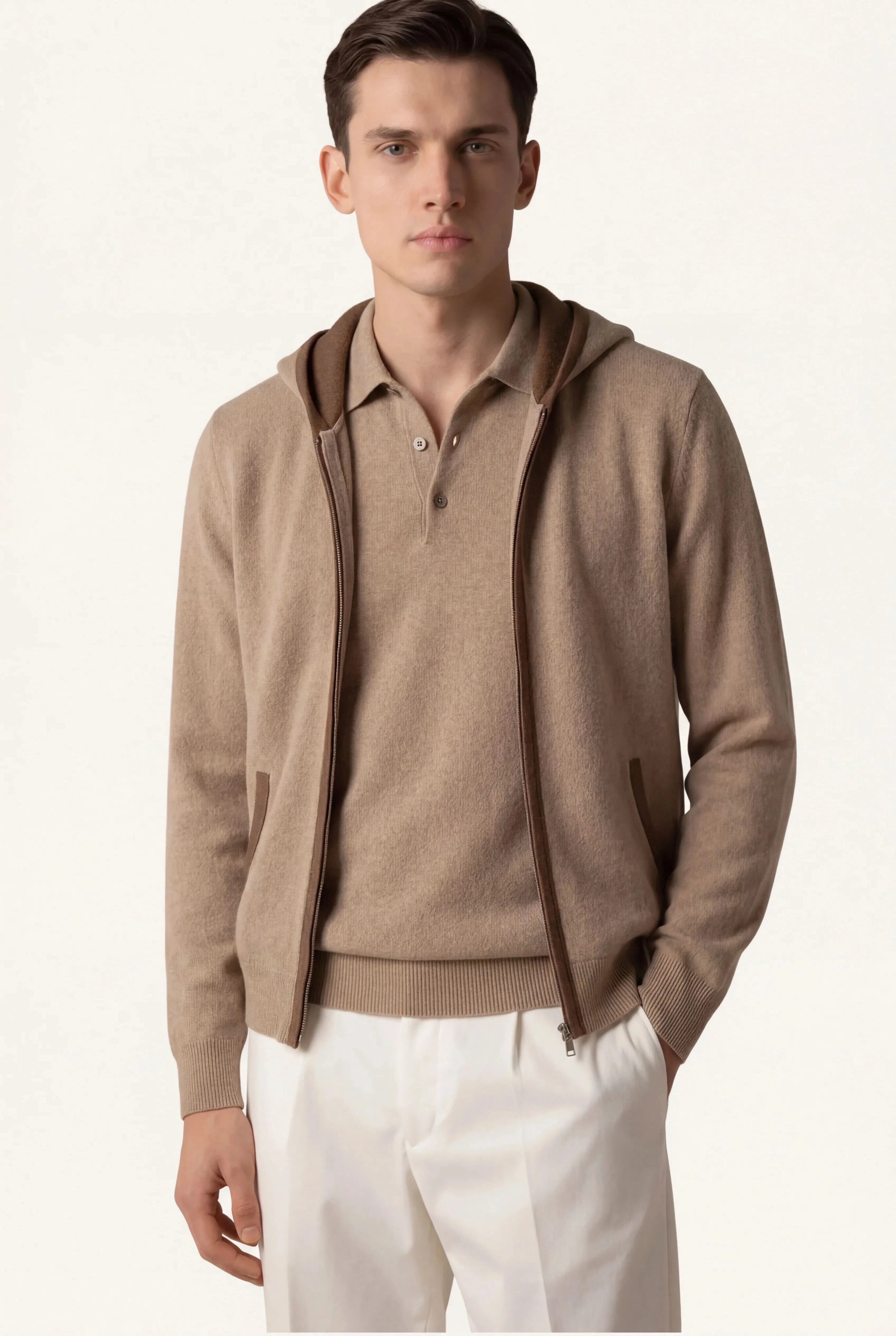 SANTONI CLASSIC HOODIE BROWN