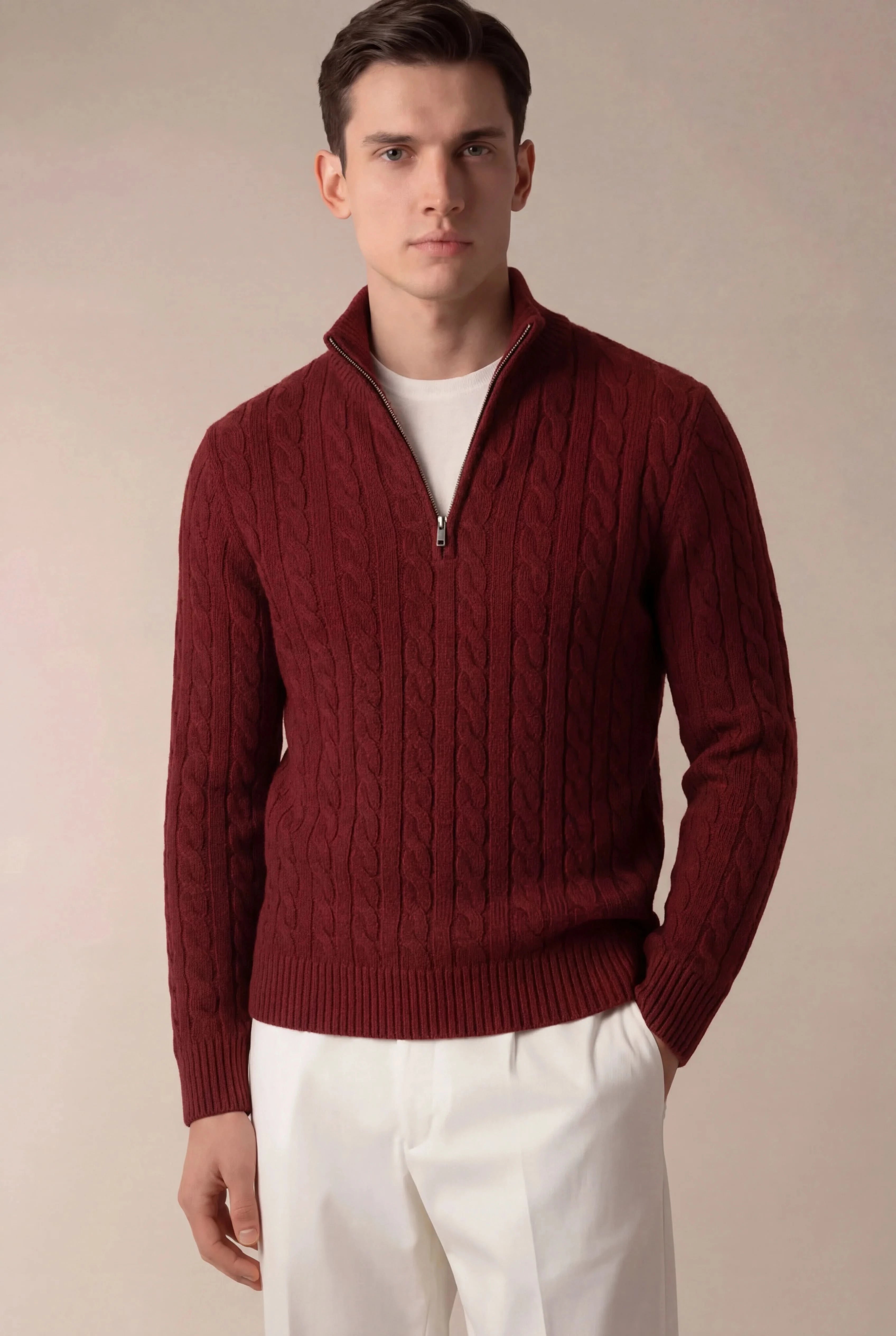 Sero Zip Knit Burgundy
