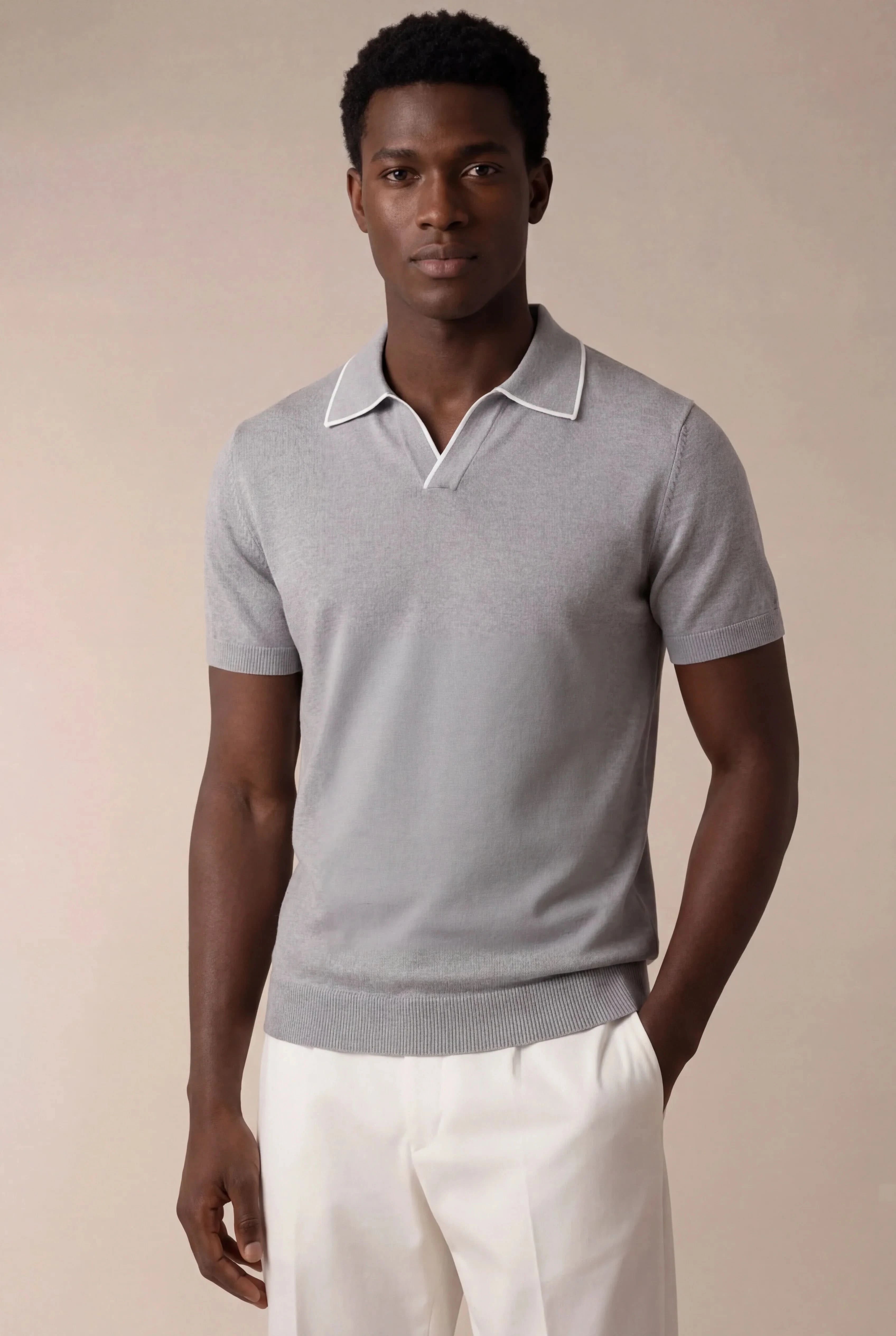 Light Grey Buttonless Polo