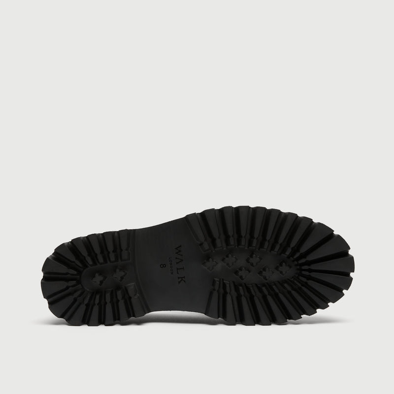 Black Leather Tassel Cleated Loafer