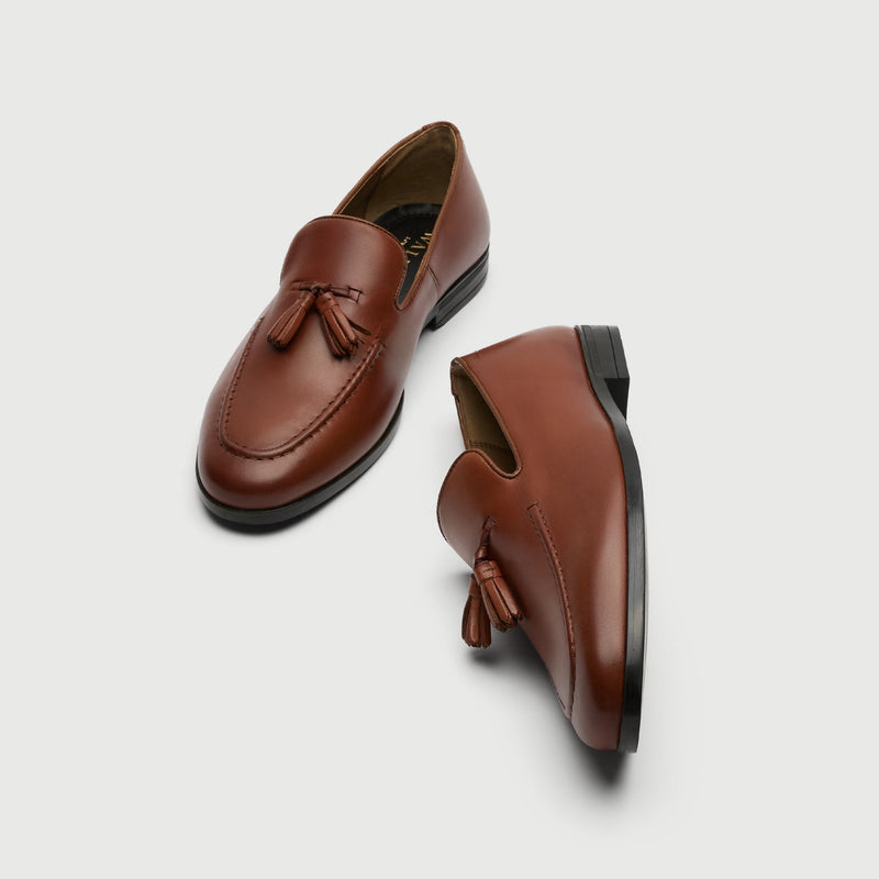 Tan Leather Tassel Loafer