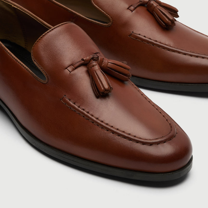 Tan Leather Tassel Loafer
