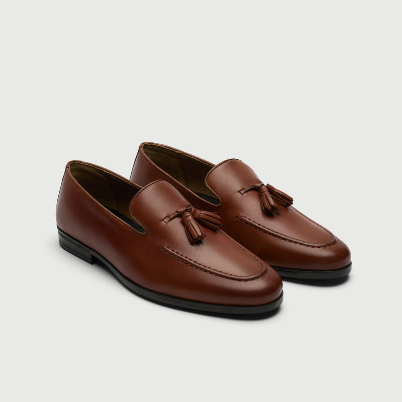 Tan Leather Tassel Loafer
