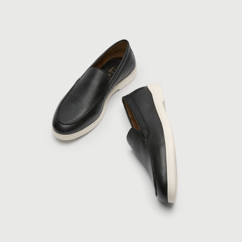 Black Leather Slip On Loafer
