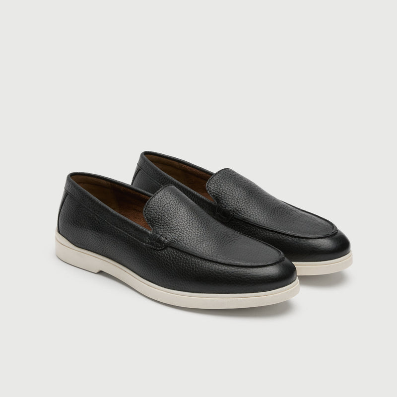 Black Leather Slip On Loafer