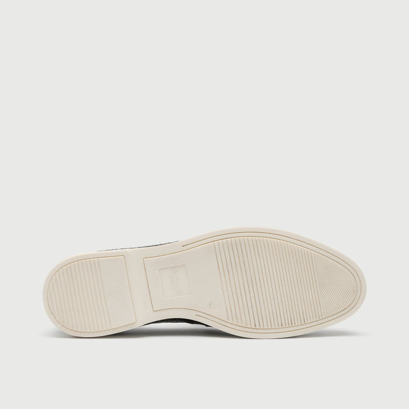 Black Woven Leather Slip On