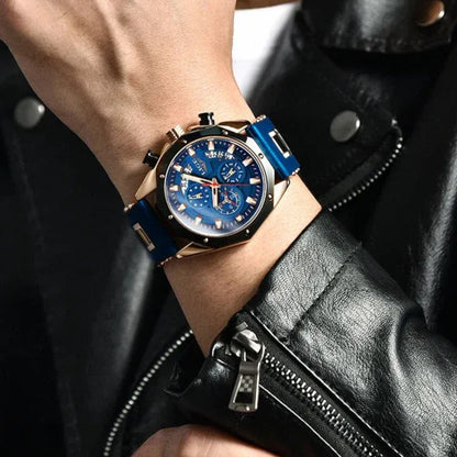 The Gentleman’s Brand | Men’s Chronograph Watch – 316L Stainless Steel, 10 ATM Water-Resistant, Luminous Dial, Silicone Strap